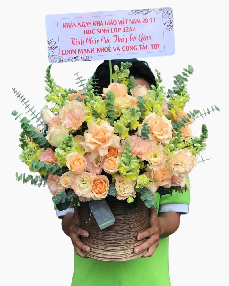 Hộp Hoa Tươi Tone Vàng - HH53