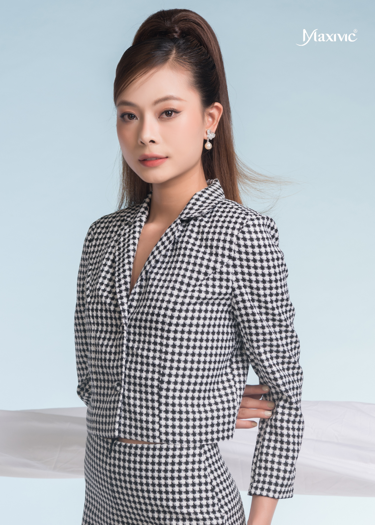  ÁO VEST CROPTOP GINGHAM TRẮNG ĐEN CHẤM BI 