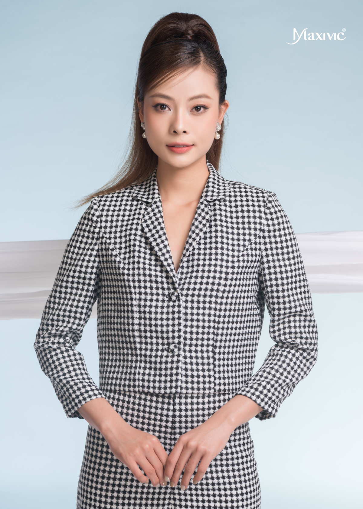  ÁO VEST CROPTOP GINGHAM TRẮNG ĐEN CHẤM BI 