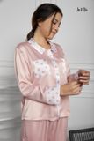  BỘ PIJAMA QUẦN DÀI TAY DÀI MÀU HỒNG, SATIN LỤA KOREA 