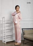  BỘ PIJAMA QUẦN DÀI TAY DÀI MÀU HỒNG, SATIN LỤA KOREA 