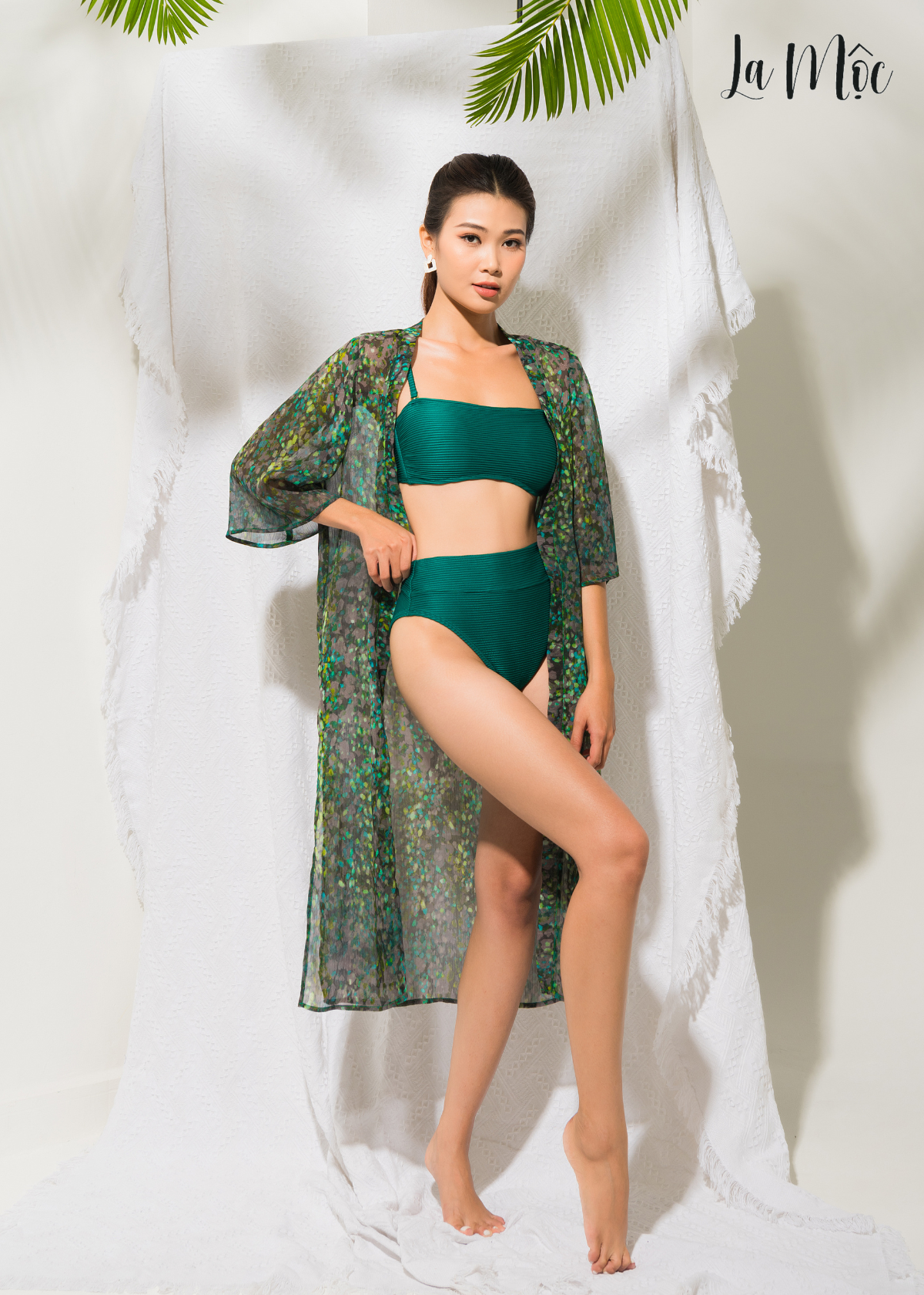  BIKINI 2 MẢNH, 2 DÂY, MÀU XANH GÂN, DÂY CÀI SAU, QUẦN LƯNG CAO 