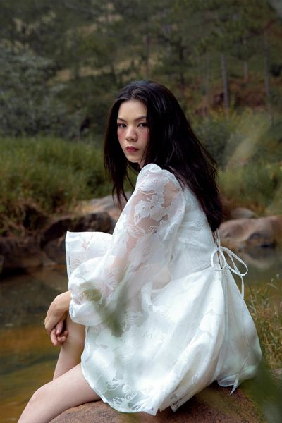 Đầm xòe tay dài phồng họa tiết voan | HERA DRESS - CLÉLIE