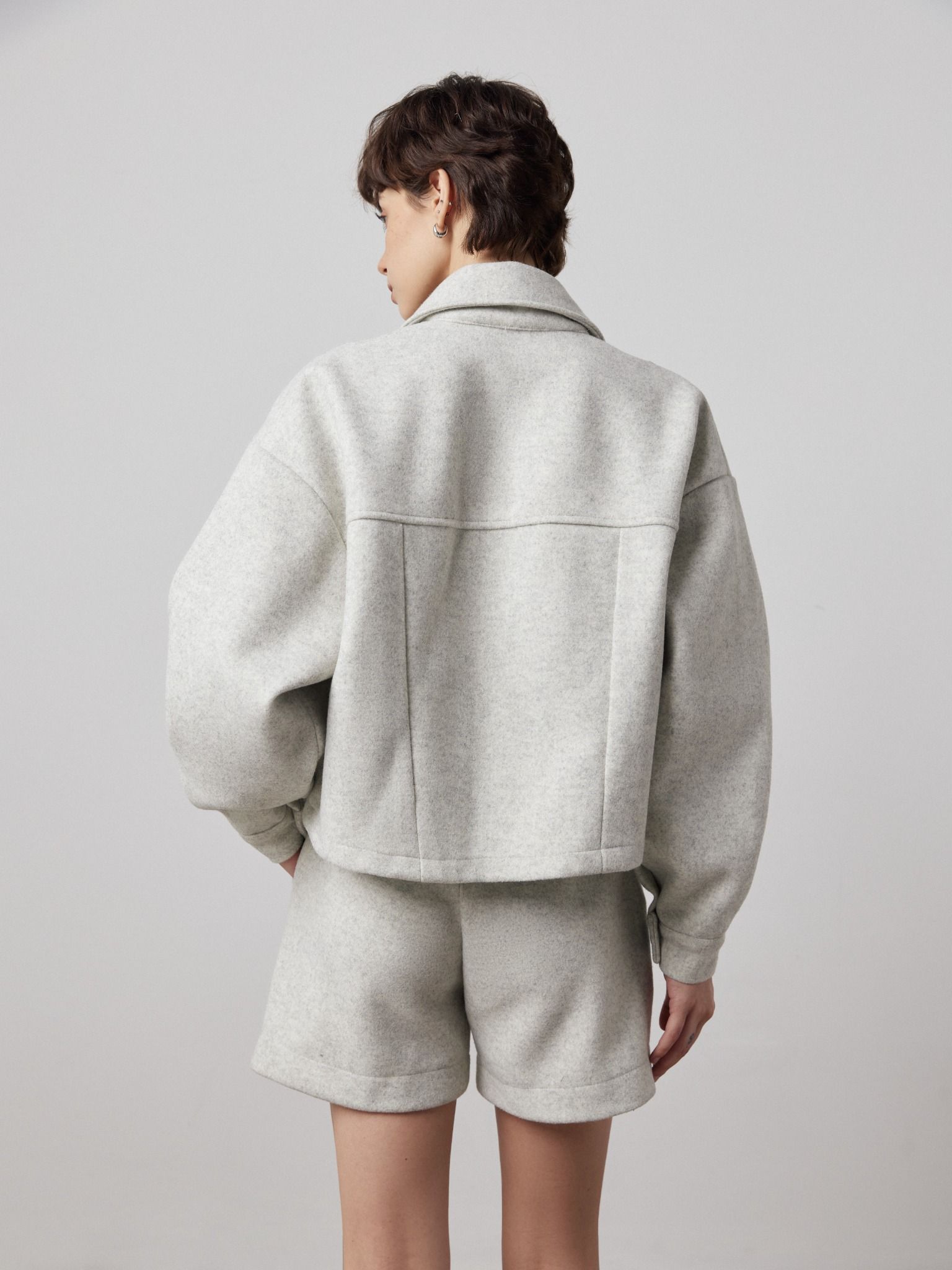 FELTED WOOL COAT - ICE GREY