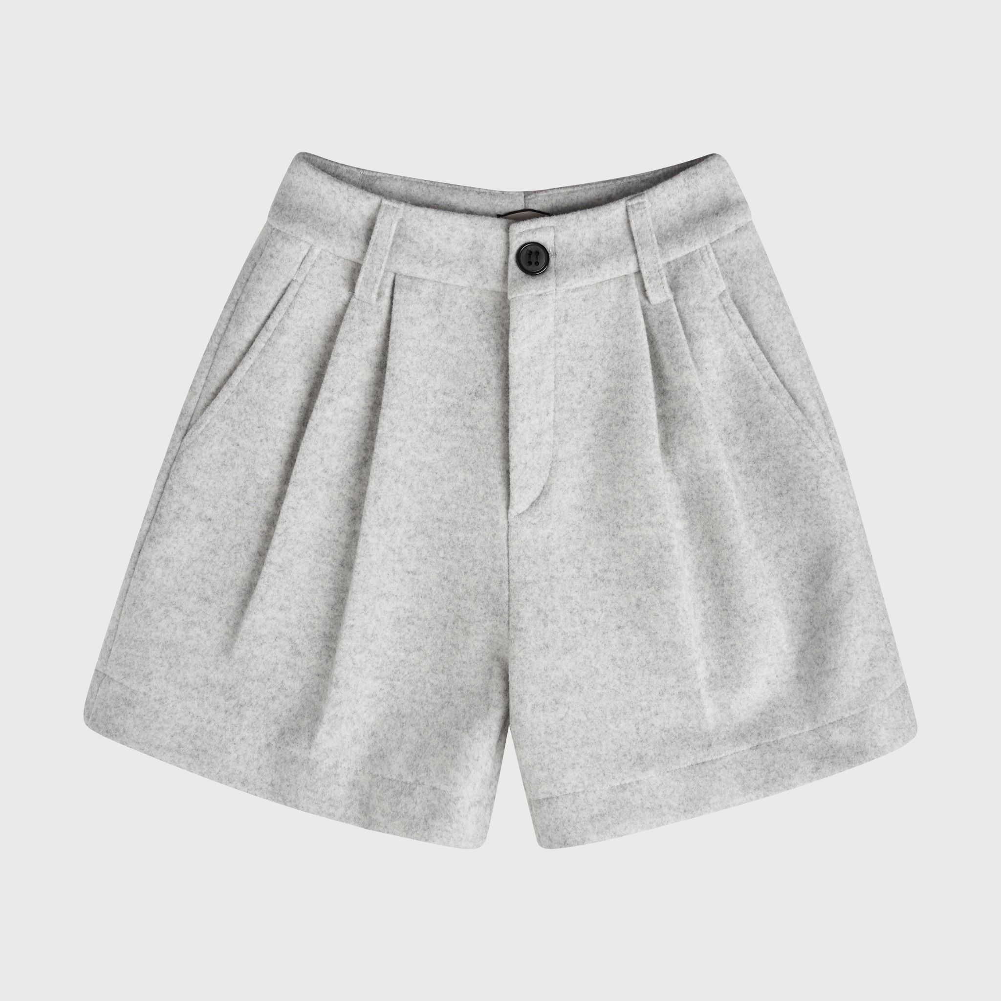 FELTED WOOL SHORT - ICE GREY