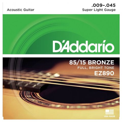 Dây Đàn Guitar Acoustic D'Addario EZ890 85/15 Bronze, Super Light, 09-45