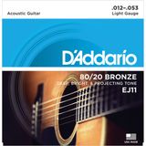 Dây Đàn Guitar Acoustic D'Addario EJ11 80/20 Bronze, Light, 12-53