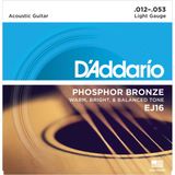 Dây Đàn Guitar Acoustic D'Addario EJ16 Phosphor Bronze, Light, 12-53