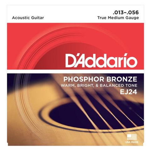 Dây Đàn Guitar Acoustic D'Addario EJ24 Phosphor Bronze, True Medium, 13-56