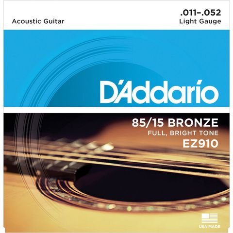 Dây Đàn Guitar Acoustic D'Addario EZ910 85/15 Great American Bronze, Light, 11-52