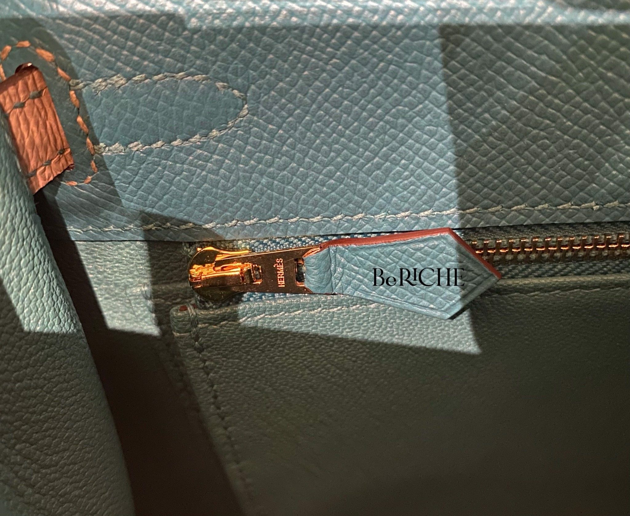 Kelly Hss K25 Epsom Bicolor (Bleu Paon/Trench)