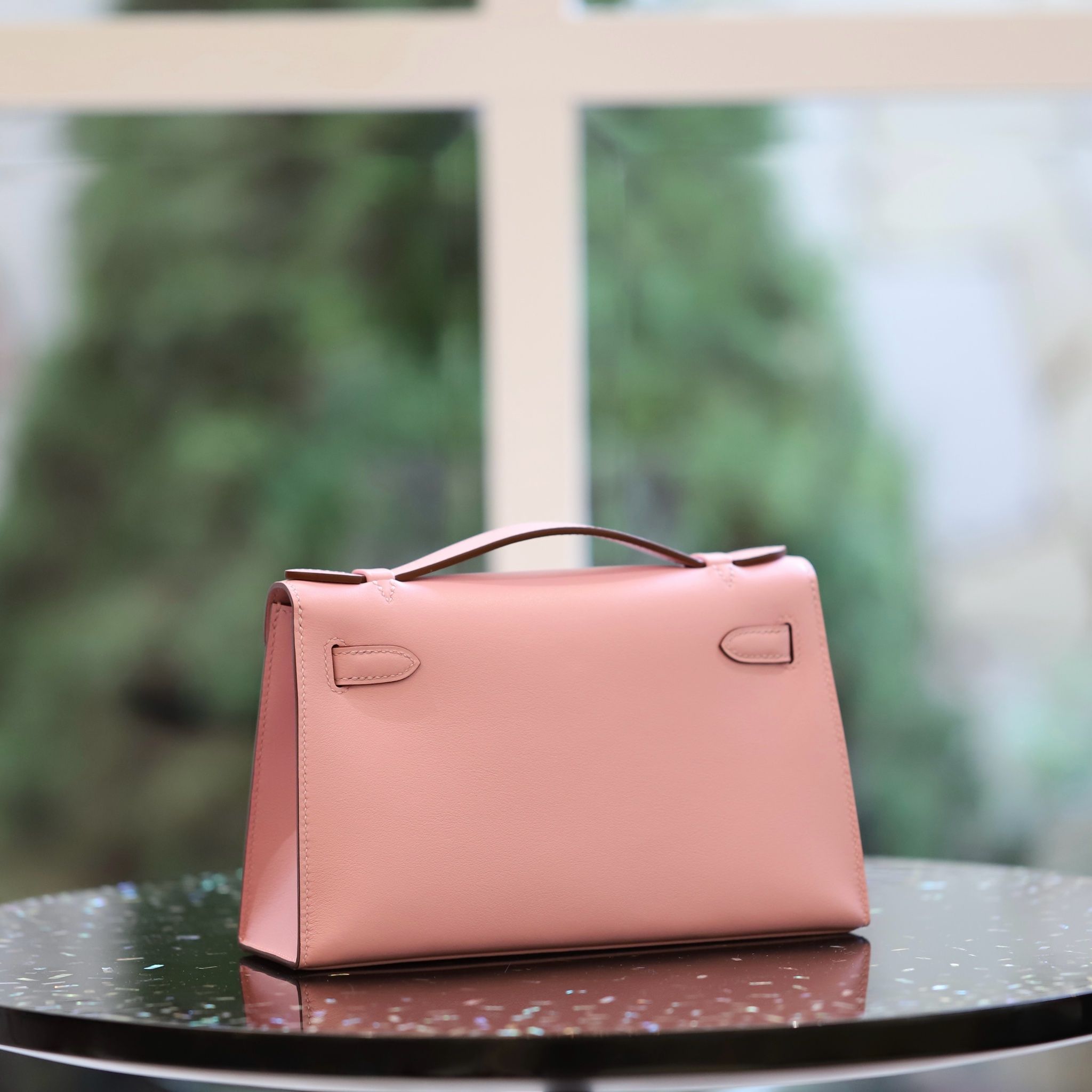 Kelly Pochette KP22 Swift Leather Mauve GHW