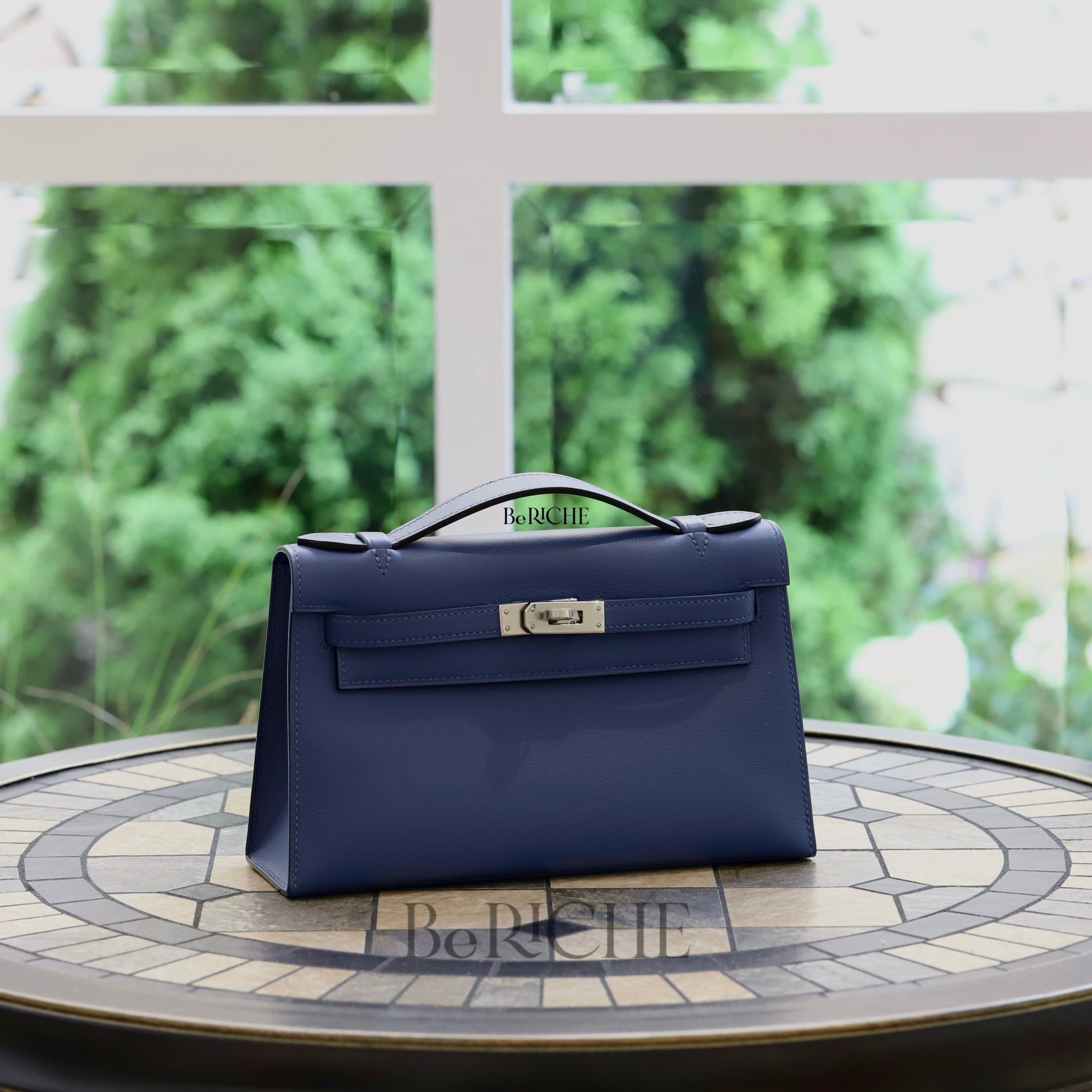 Kelly Pochette KP22 Swift Leather Bleu Agate PHW