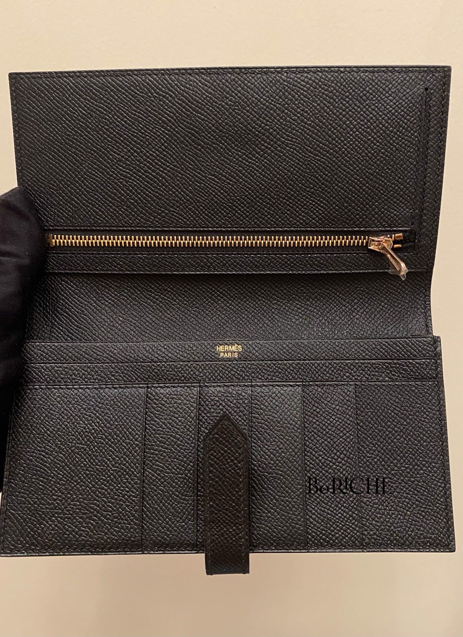 Hermes Bearn Long Wallet Black RGHW