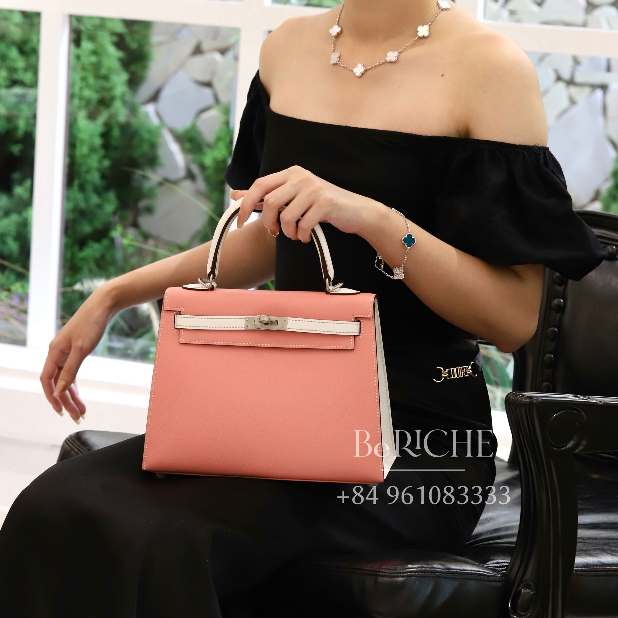 Kelly Hss K25 Epsom Bicolor (Rose Confetti/Blance) PHW