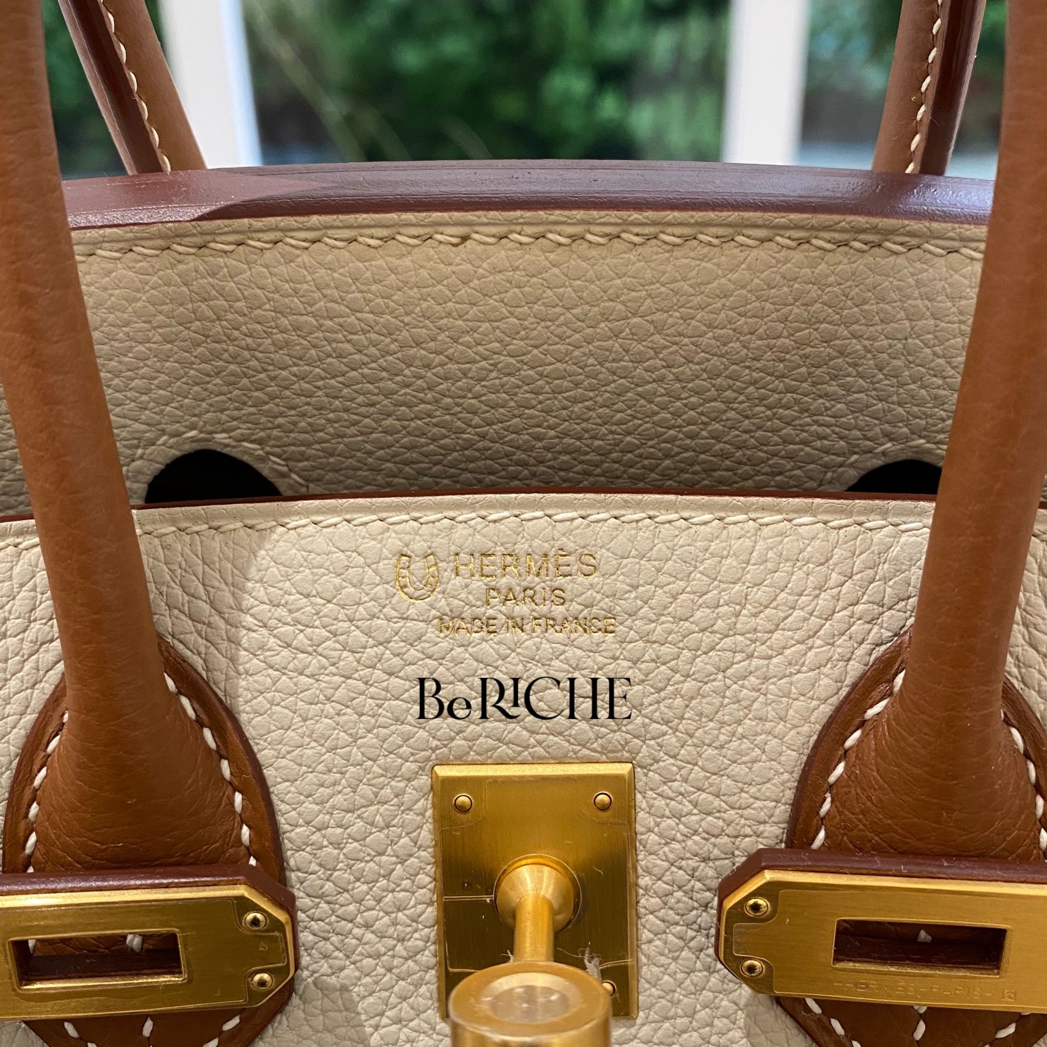 Birkin HSs B25 Togo Bicolor Craie / Gold Brushed GHW