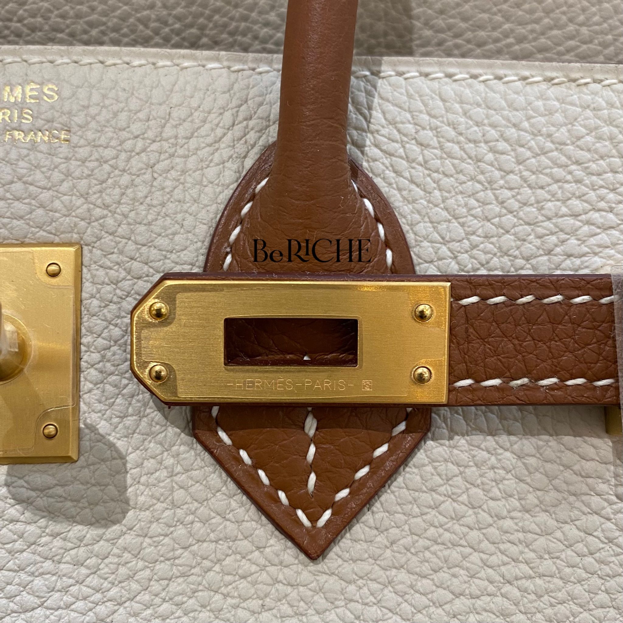 Birkin HSs B25 Togo Bicolor Craie / Gold Brushed GHW