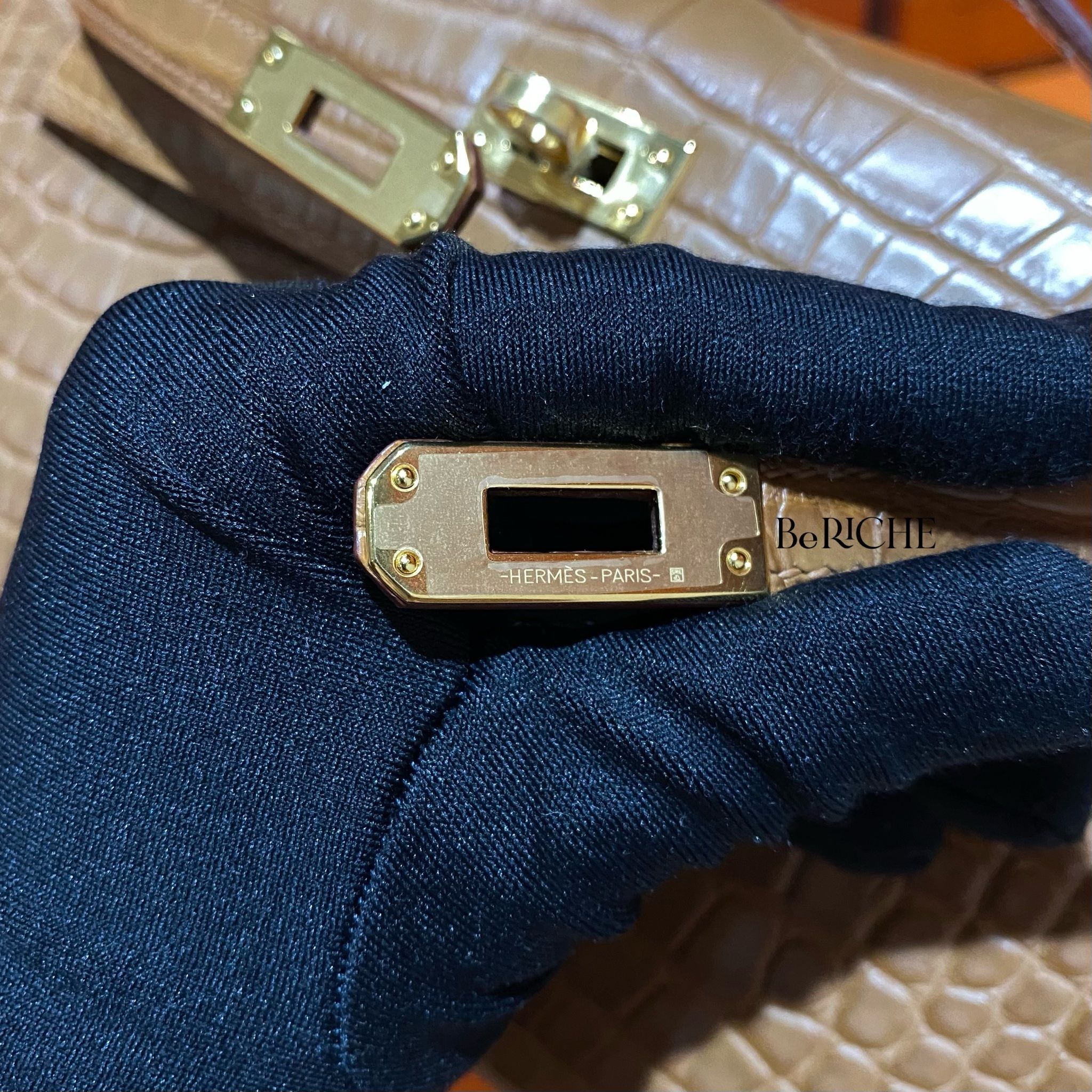 Kelly Pochette KP22 Crocodile Alligator Gold GHW