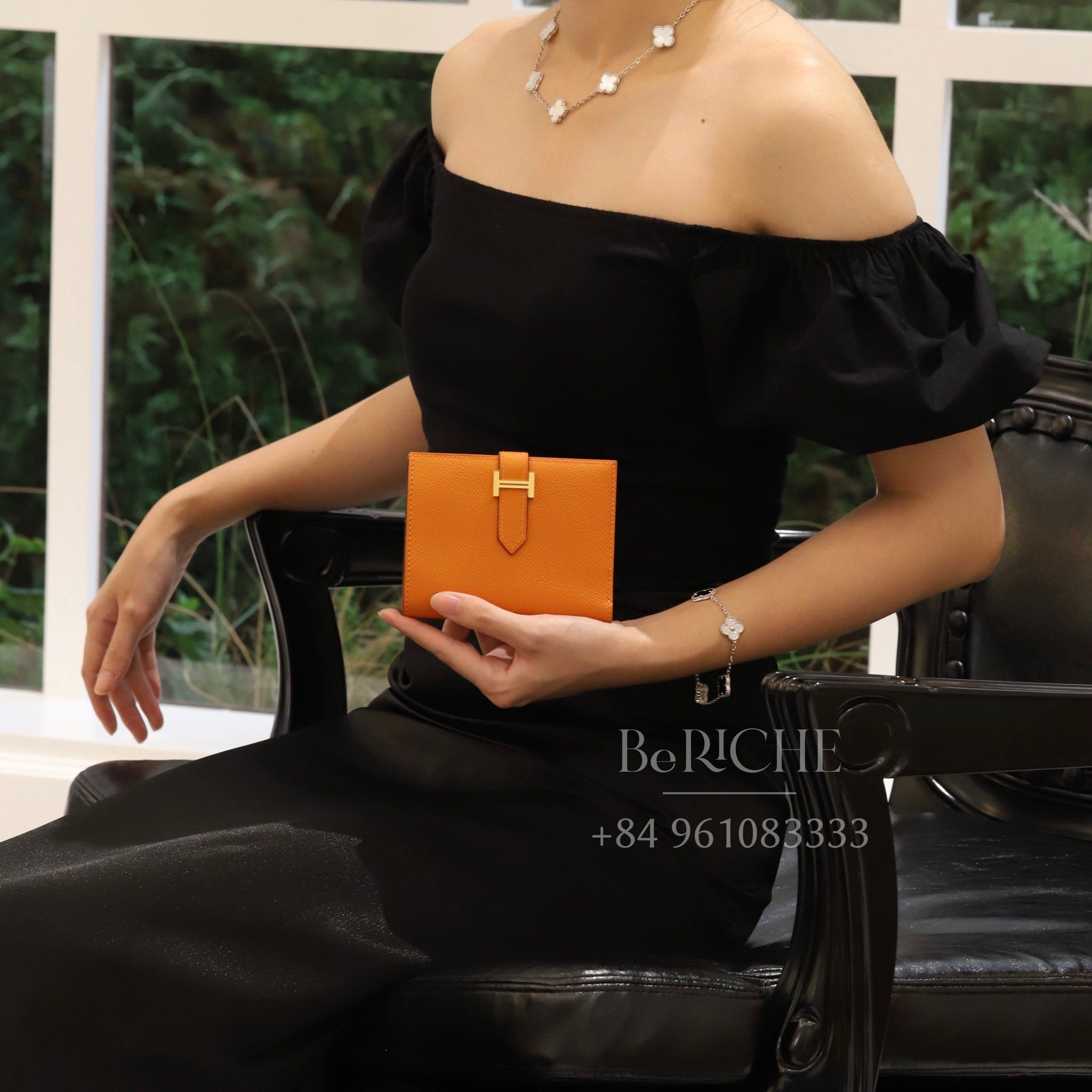 Hermes Wallet Bearn Compact Orange GHW