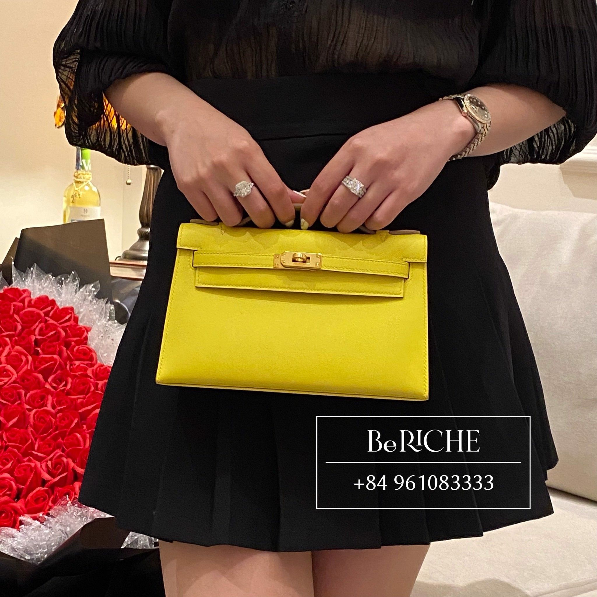 Kelly Pochette KP22 Swift Leather Lime GHW