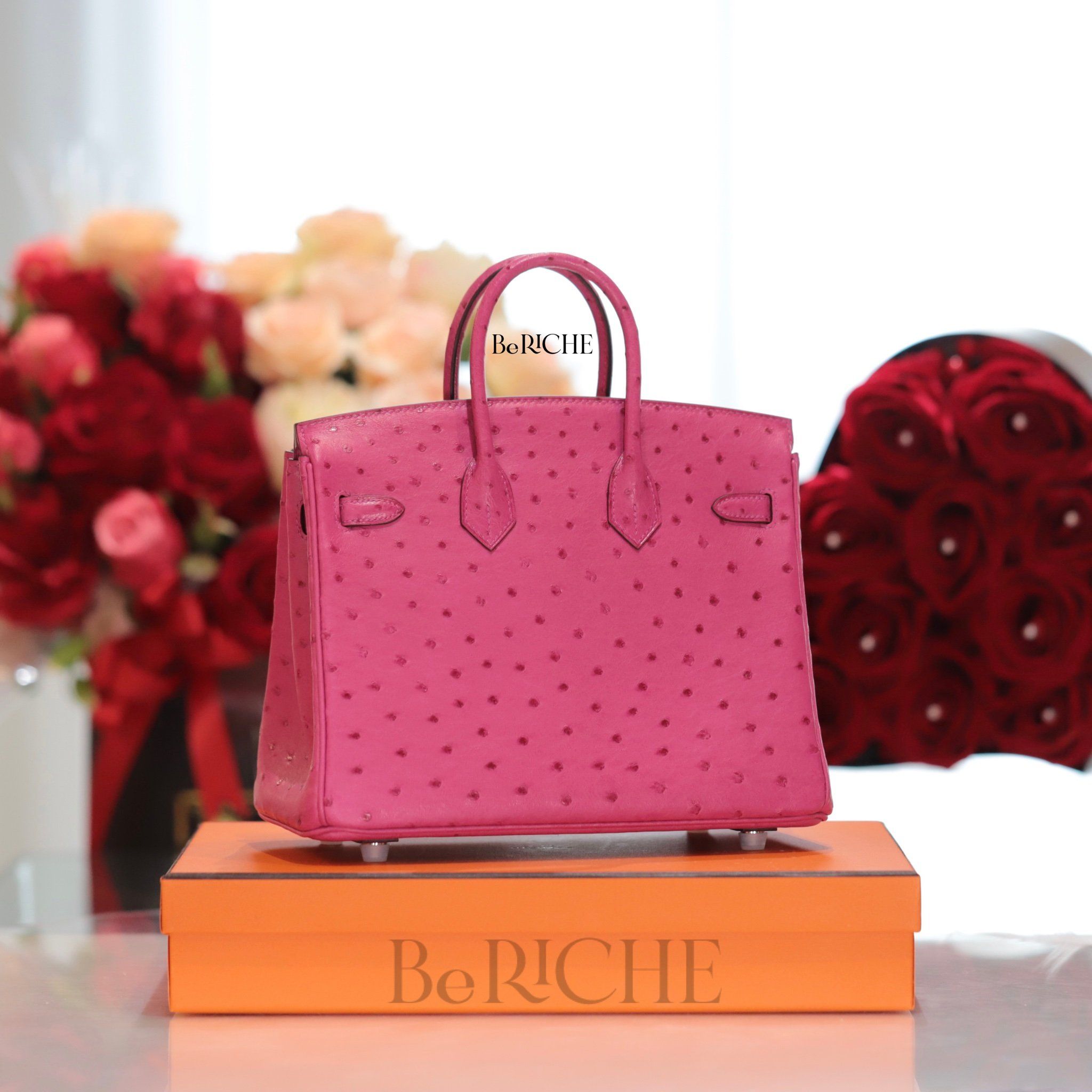Birkin B25 Otrich Fuchsia PHW