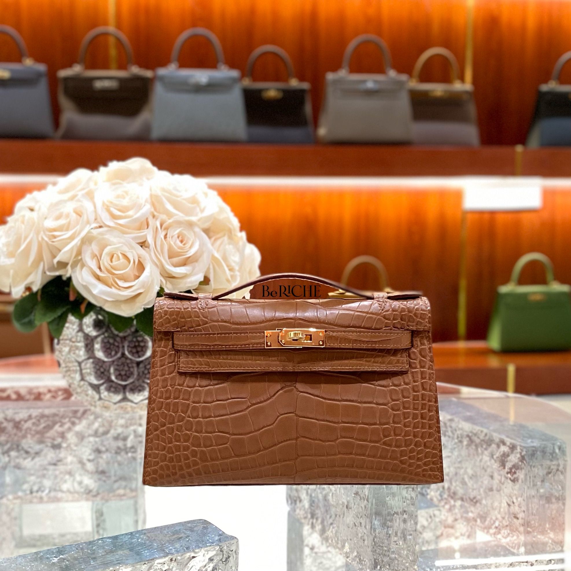 Kelly Pochette KP22 Crocodile Alligator Gold GHW