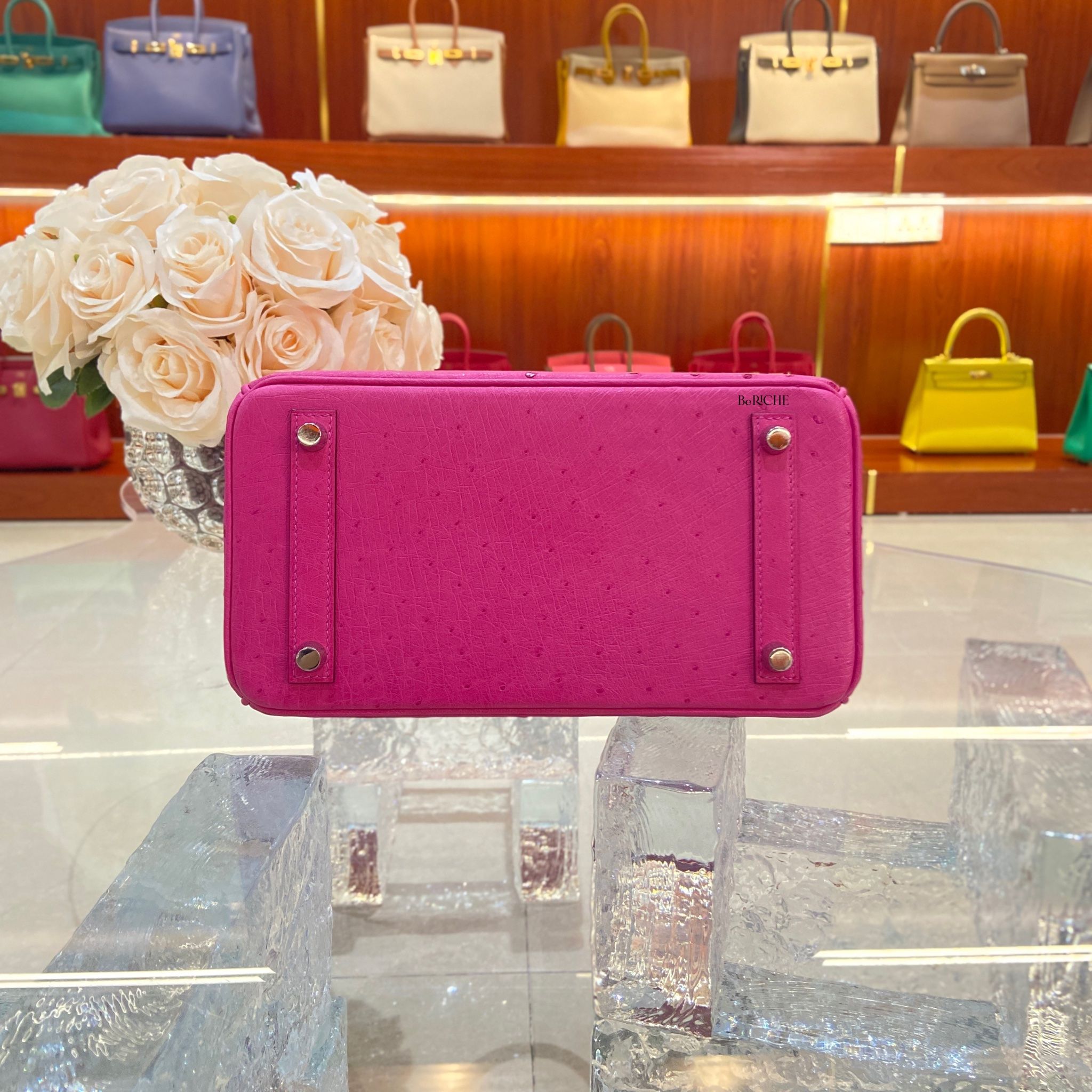 Birkin B25 Otrich Fuchsia PHW