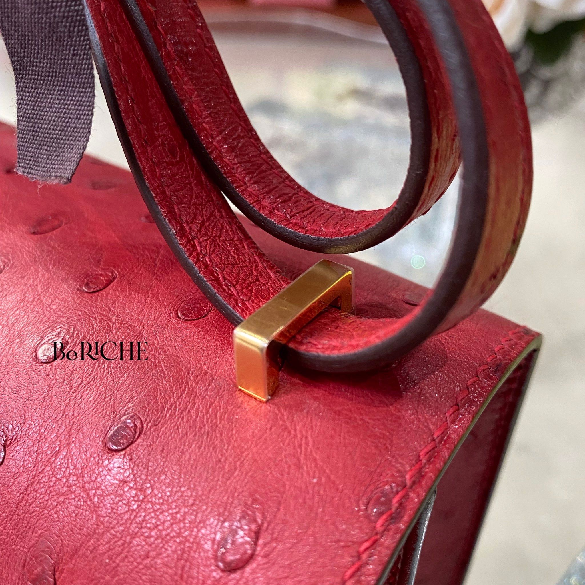 Constance 18 Ostrich Rouge Vif GHW