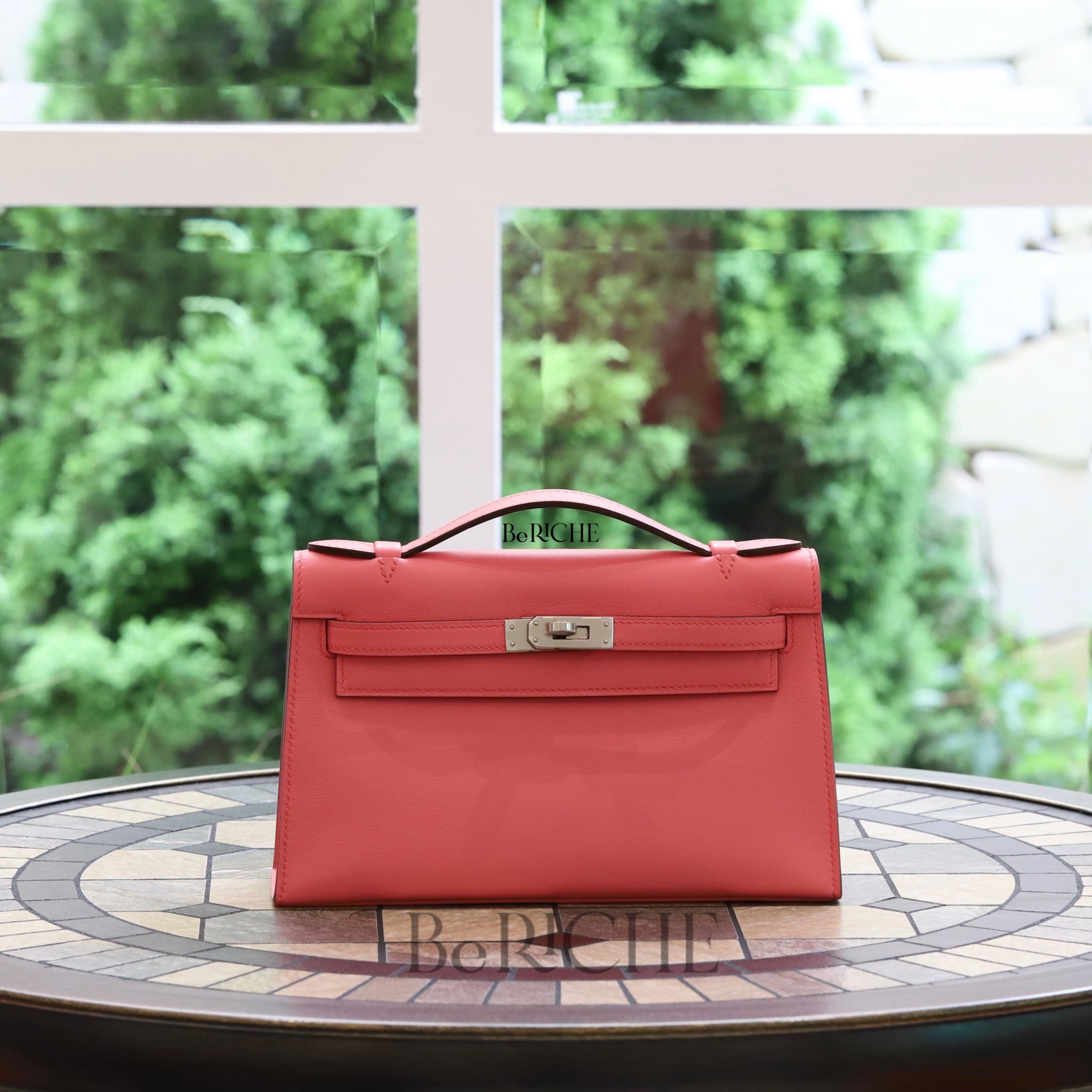 Kelly Pochette KP22 Swift Leather Rose Azalea PHW