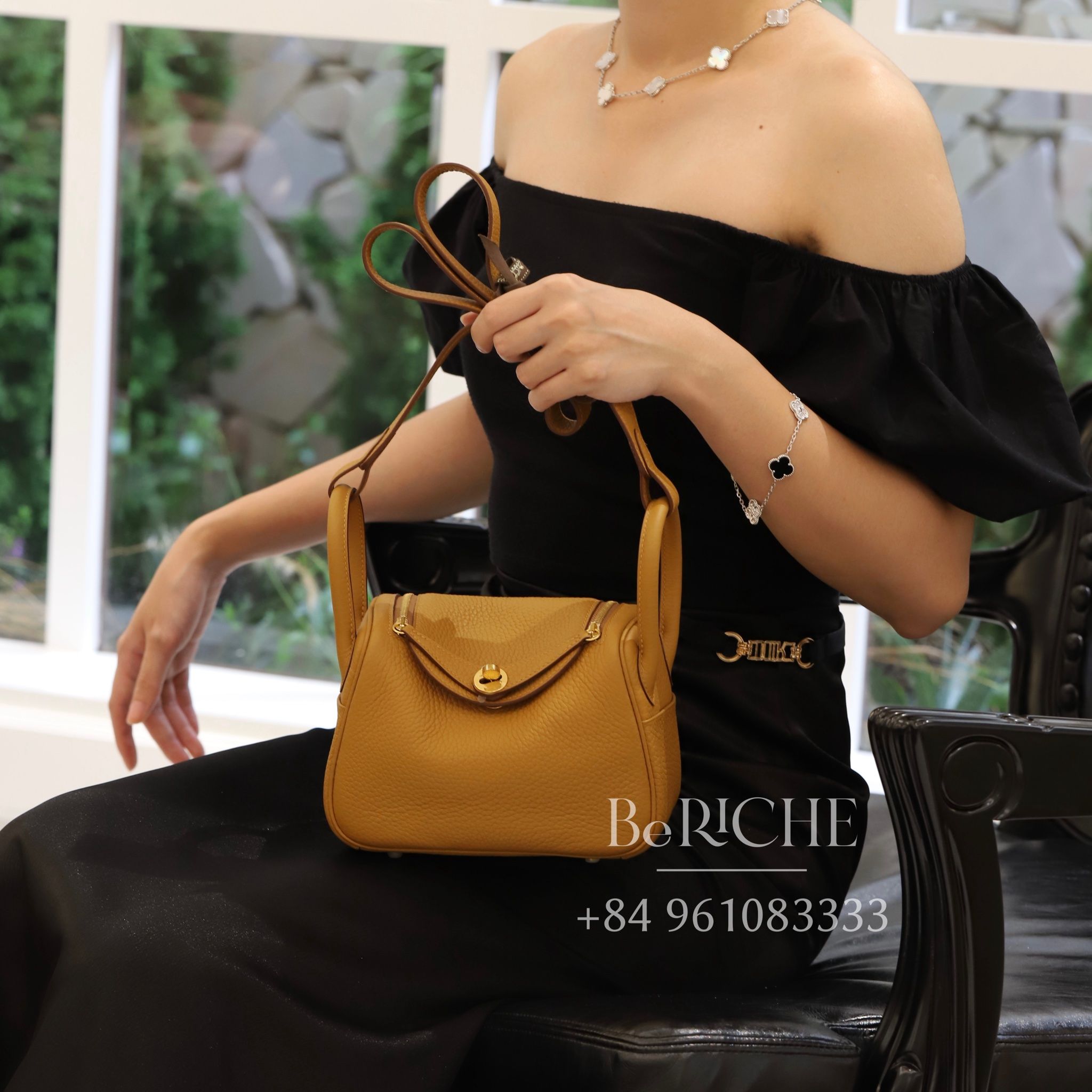 Mini Lindy 20 Clemence Leather Sesame GHW