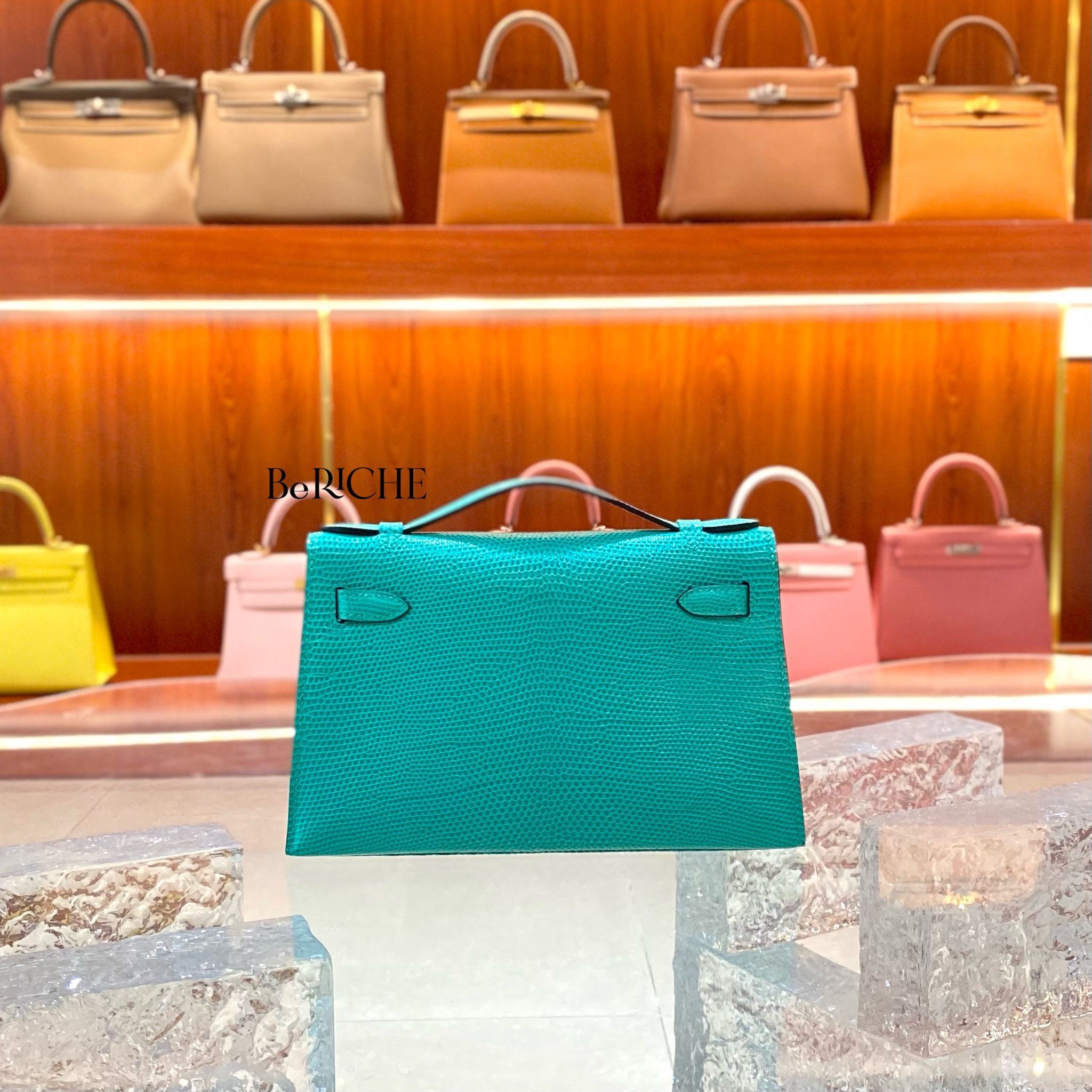 Kelly Pochette KP22 Lizard Menthe PHW