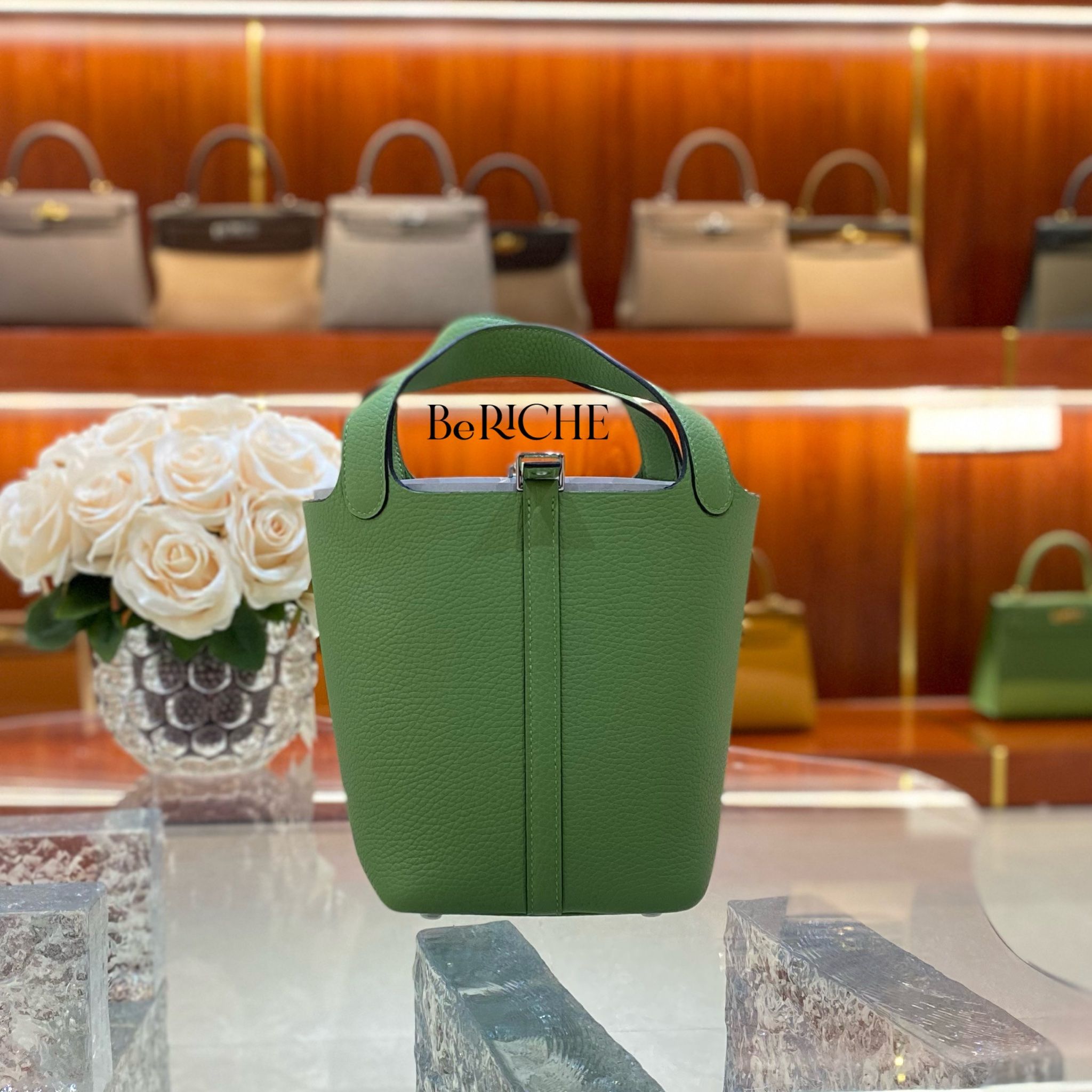 Picotin P18 Cleamance Leather Vert Criquet PHW