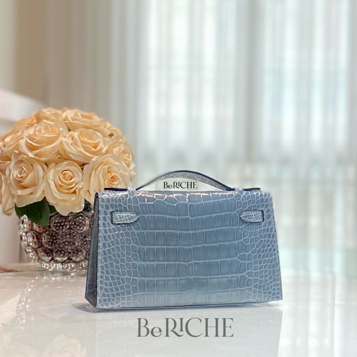 Kelly Pochette KP22 Crocodile Bleu Jean