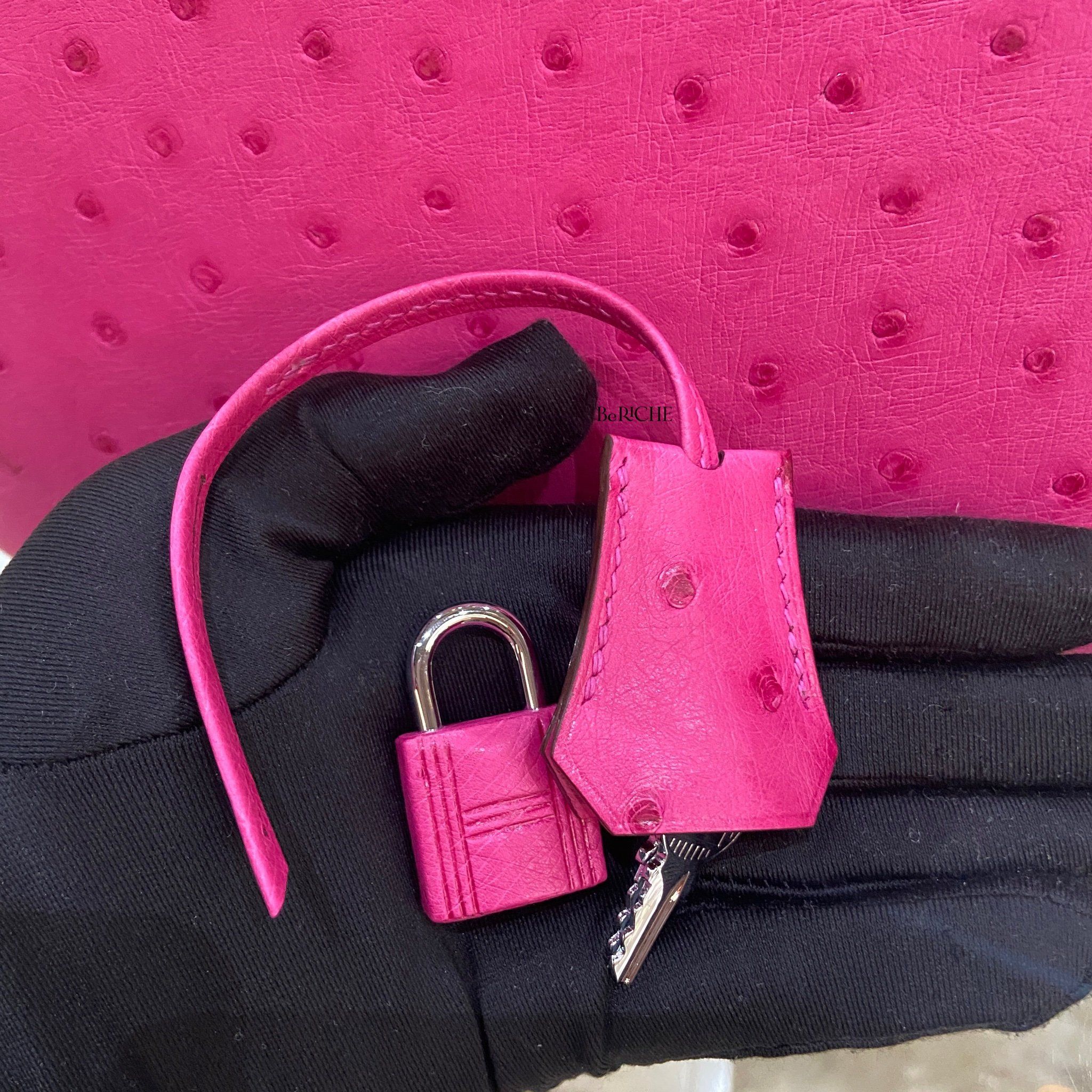 Birkin B25 Otrich Fuchsia PHW