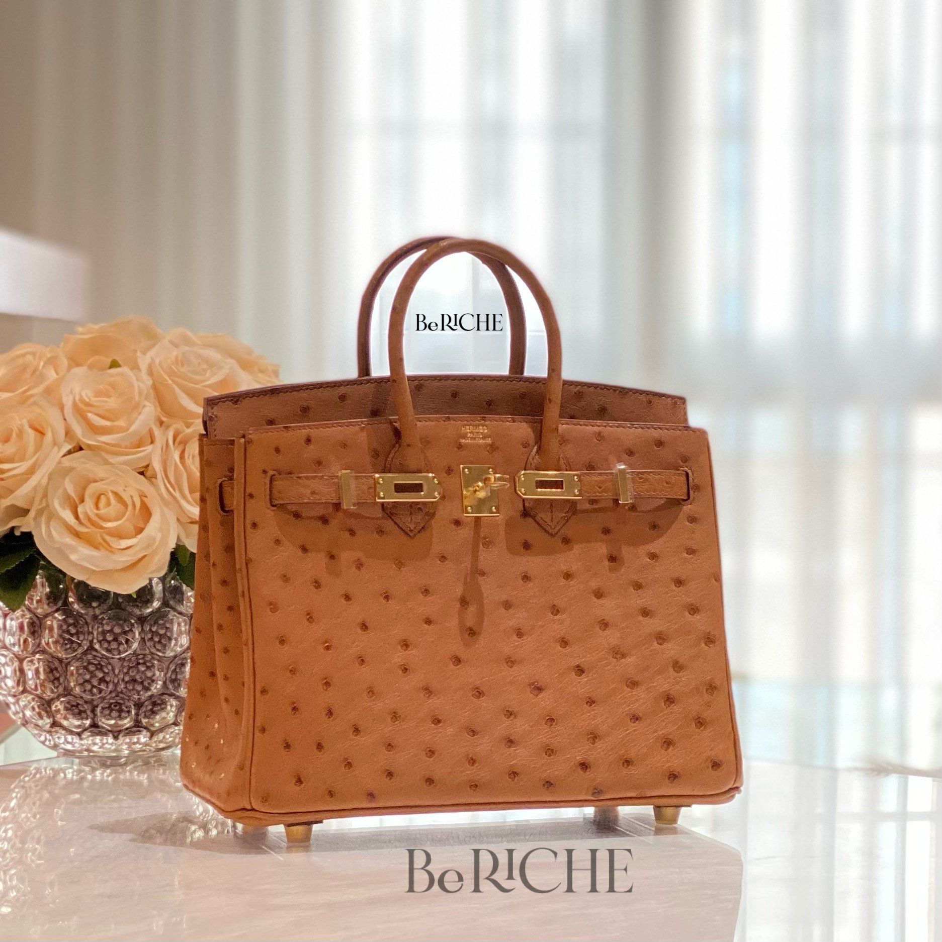 Birkin B25 Ostrich Cognac GHW