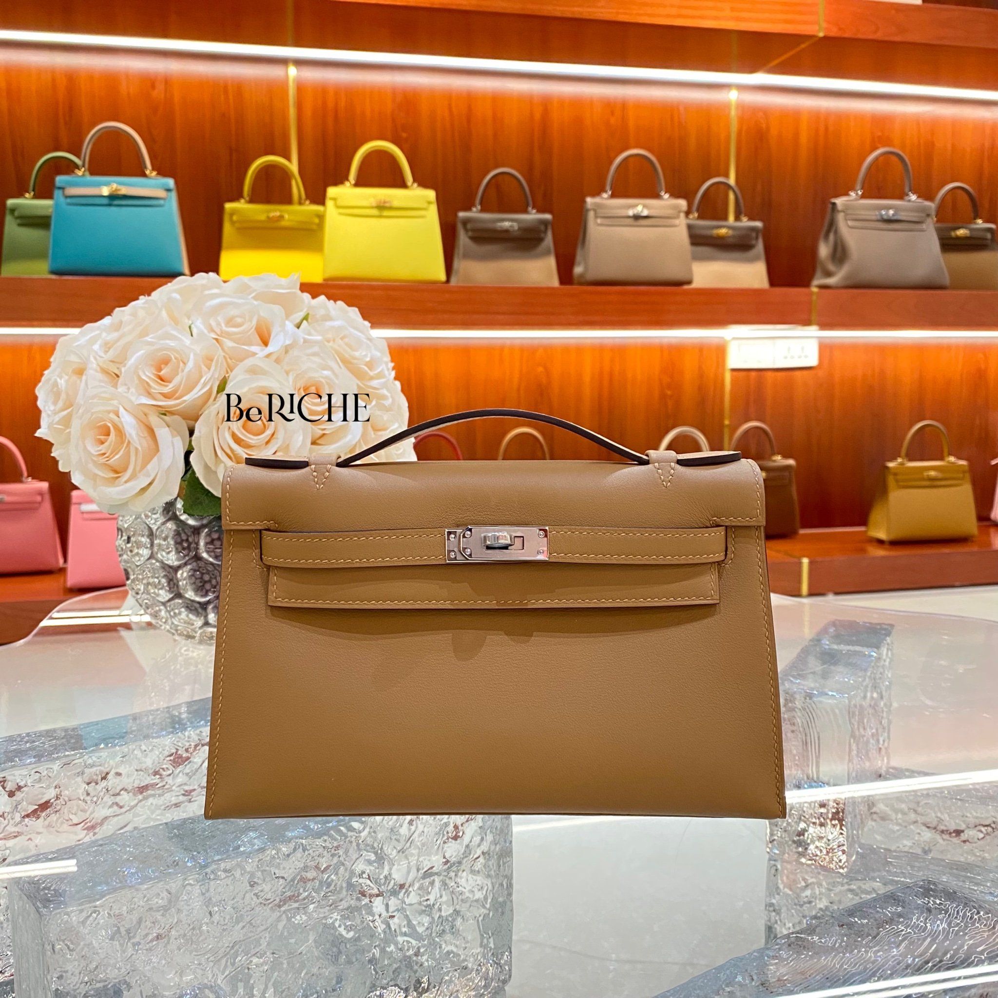 Kelly Pochette KP22 Swift Leather Chai PHW