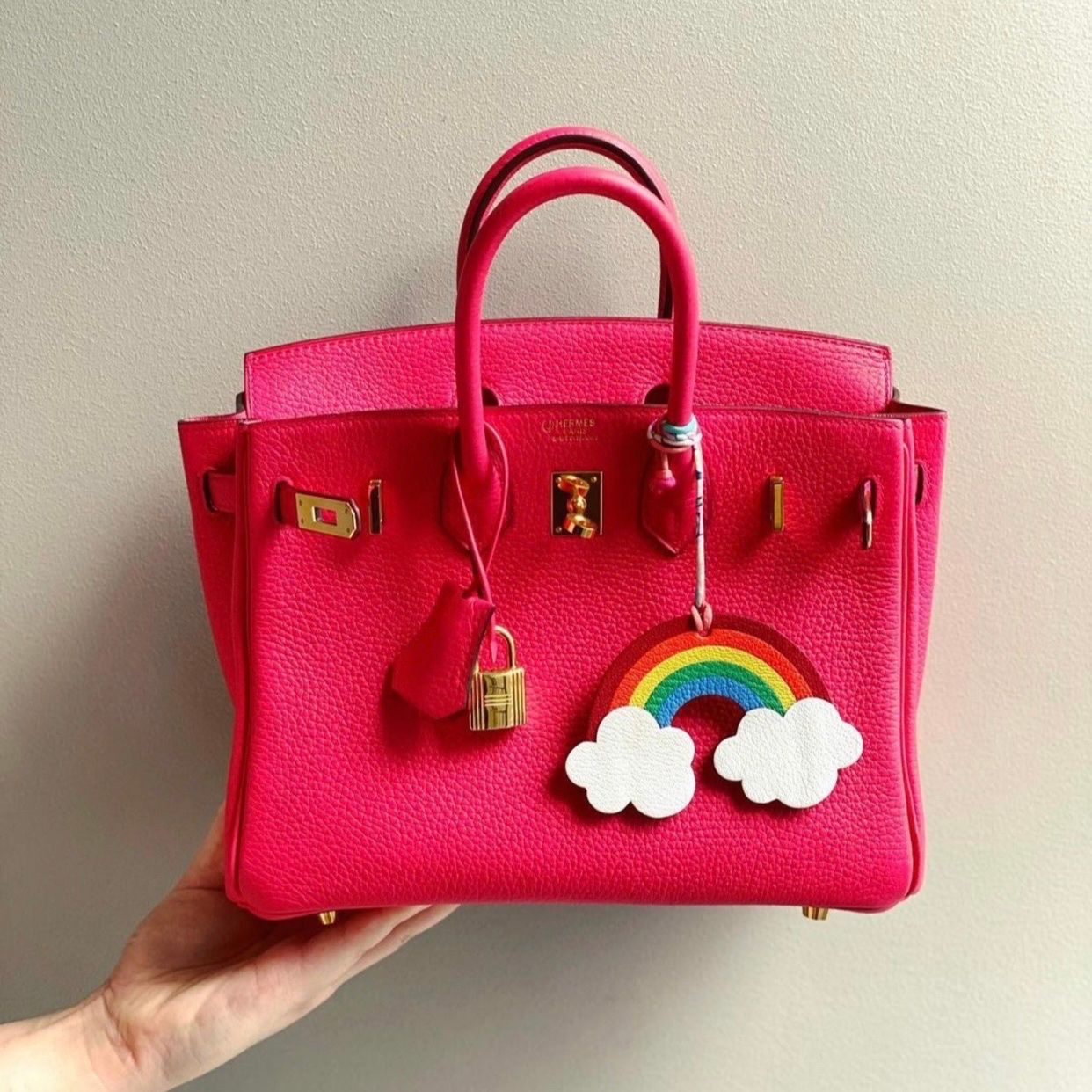 Birkin B25 Togo Rose Extreme GHW