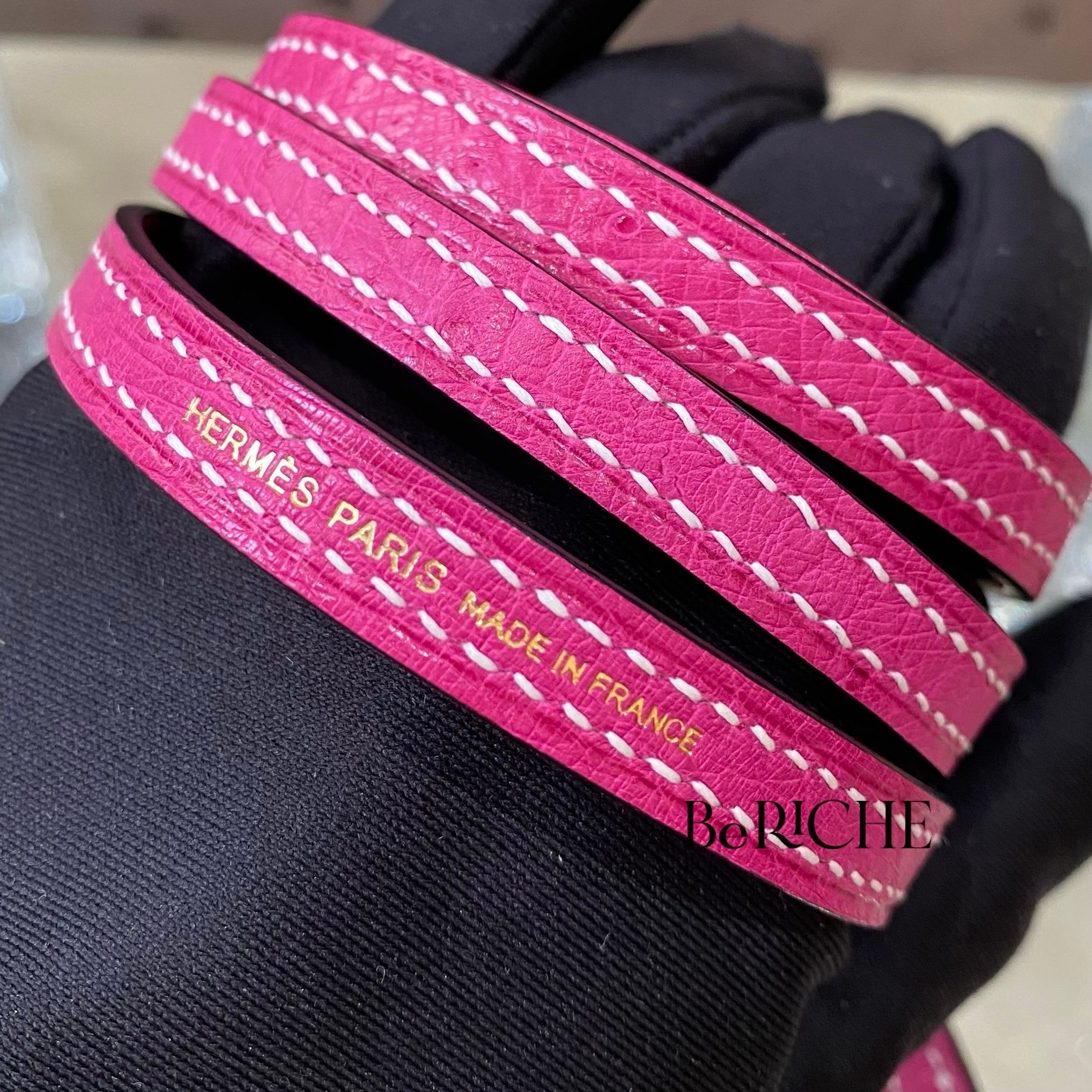 Kelly Mini K20 Ostrich Bicolor (Gris Asphalt/Rose Tyrien)