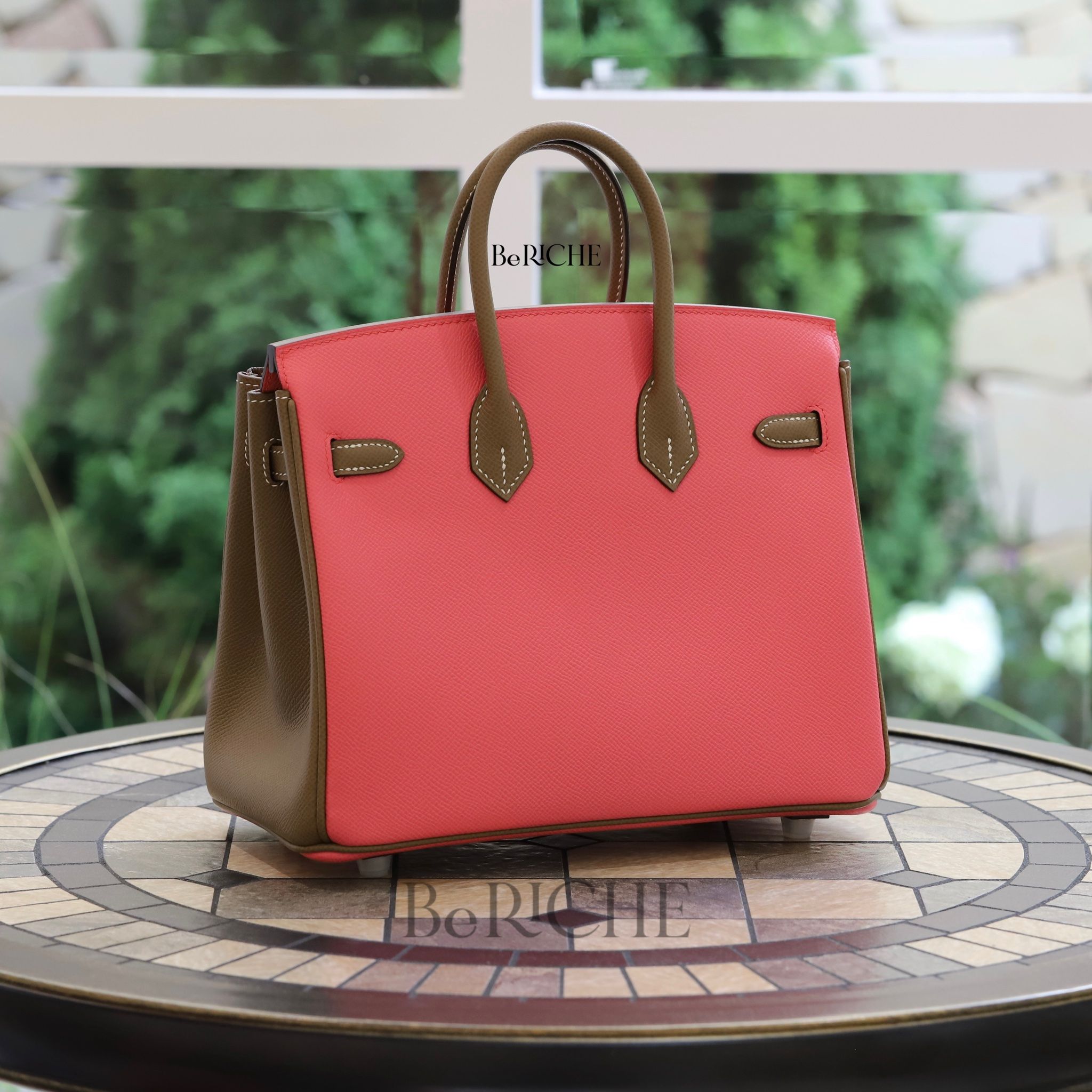 Birkin Hss B25 Epsom Bicolor Rose Azalea/ Etoupe Brushed PHW