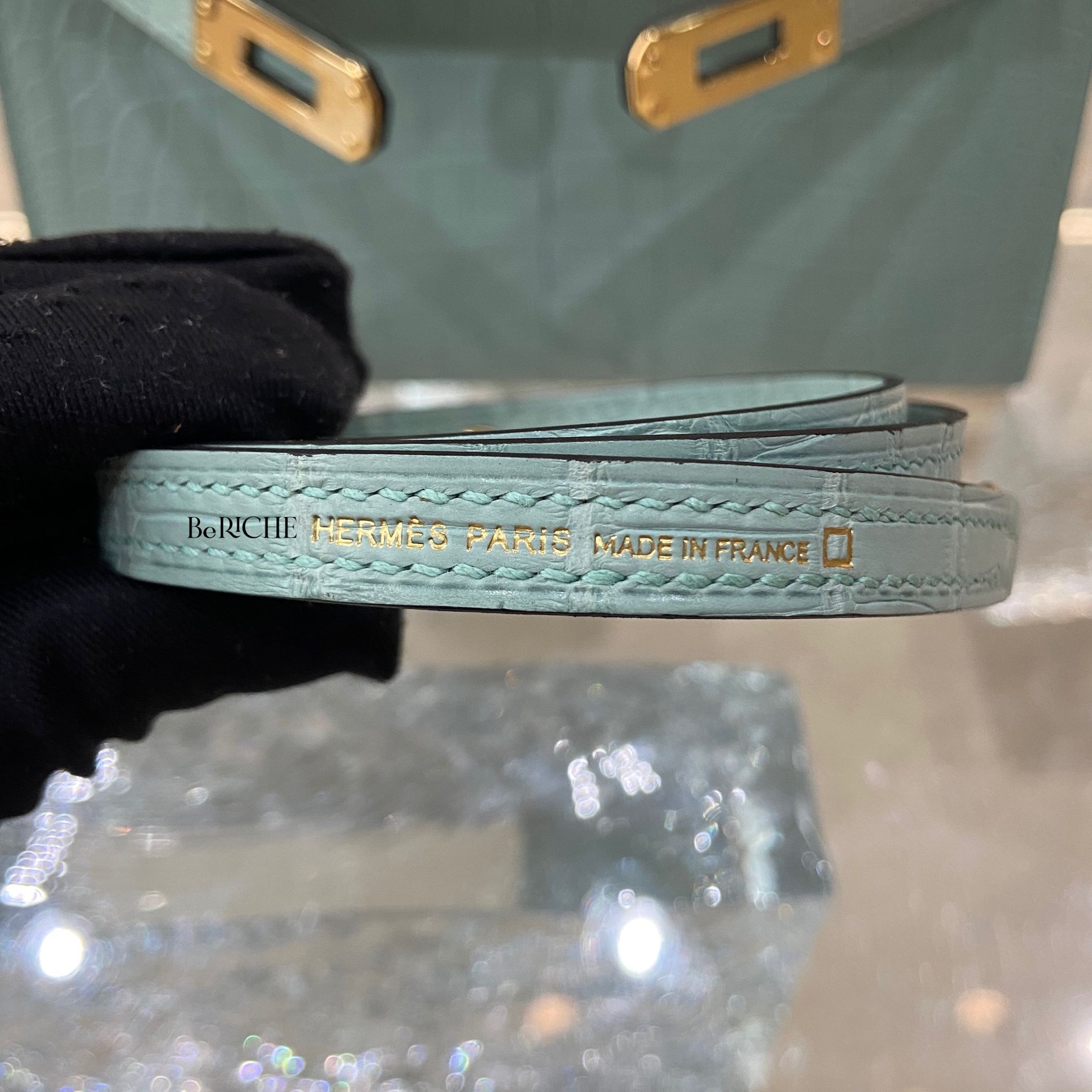 Kelly Mini K20 Matte Alligator Crocodile Vert d’eau GHW