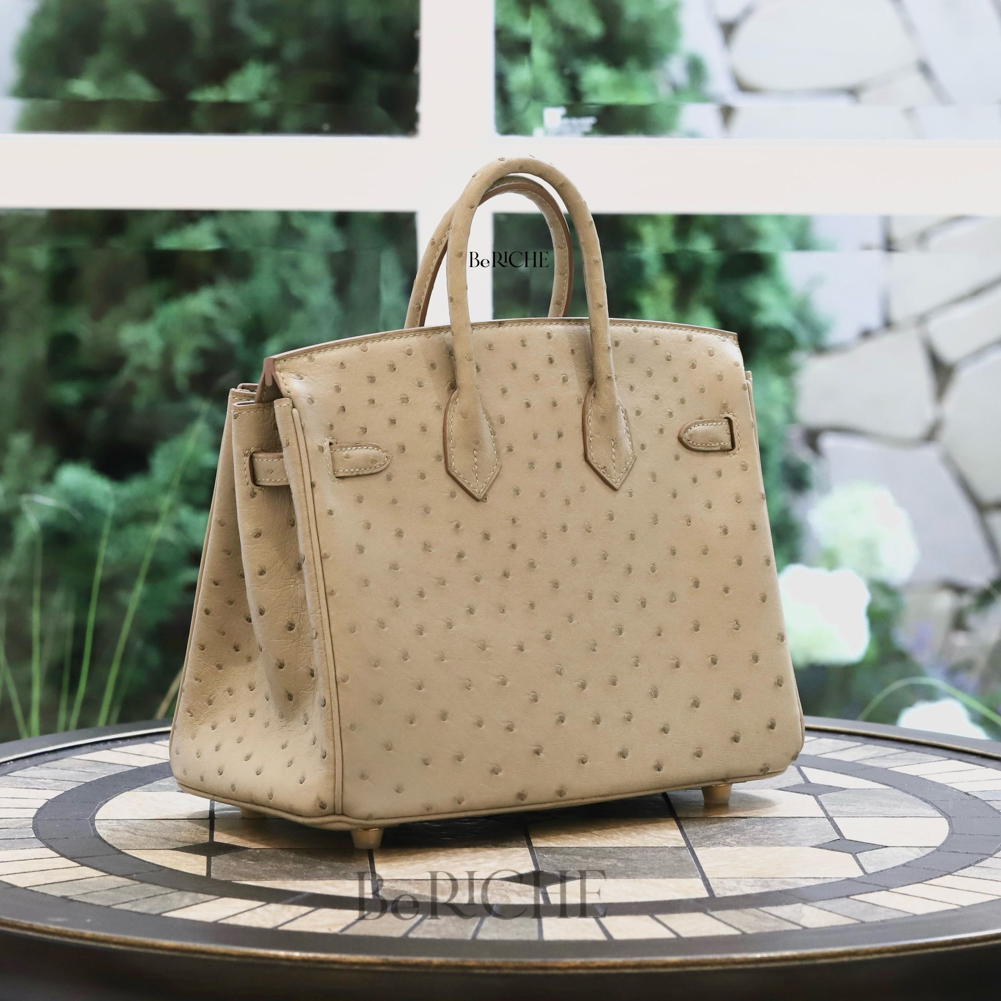 Birkin B25 Ostrich Gris GHW