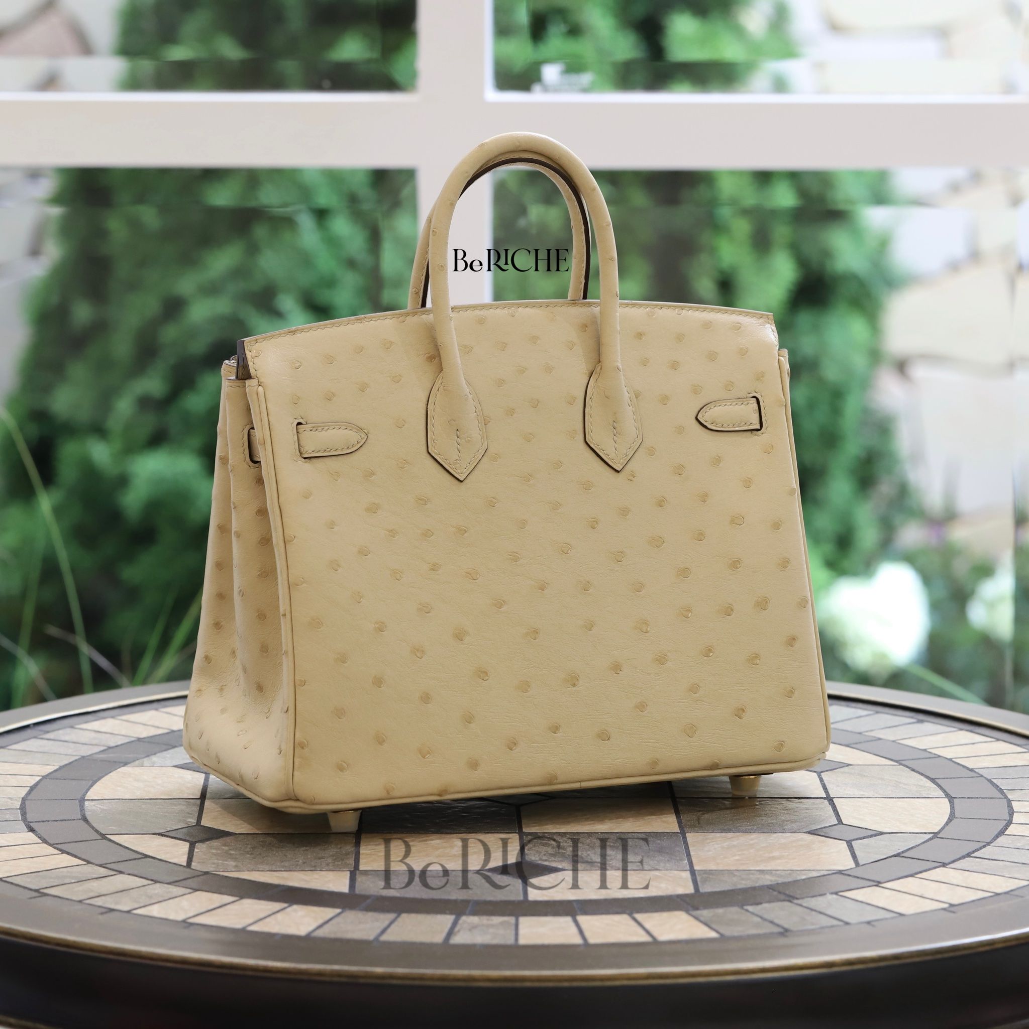 Birkin B25 Ostrich Parchemin GHW
