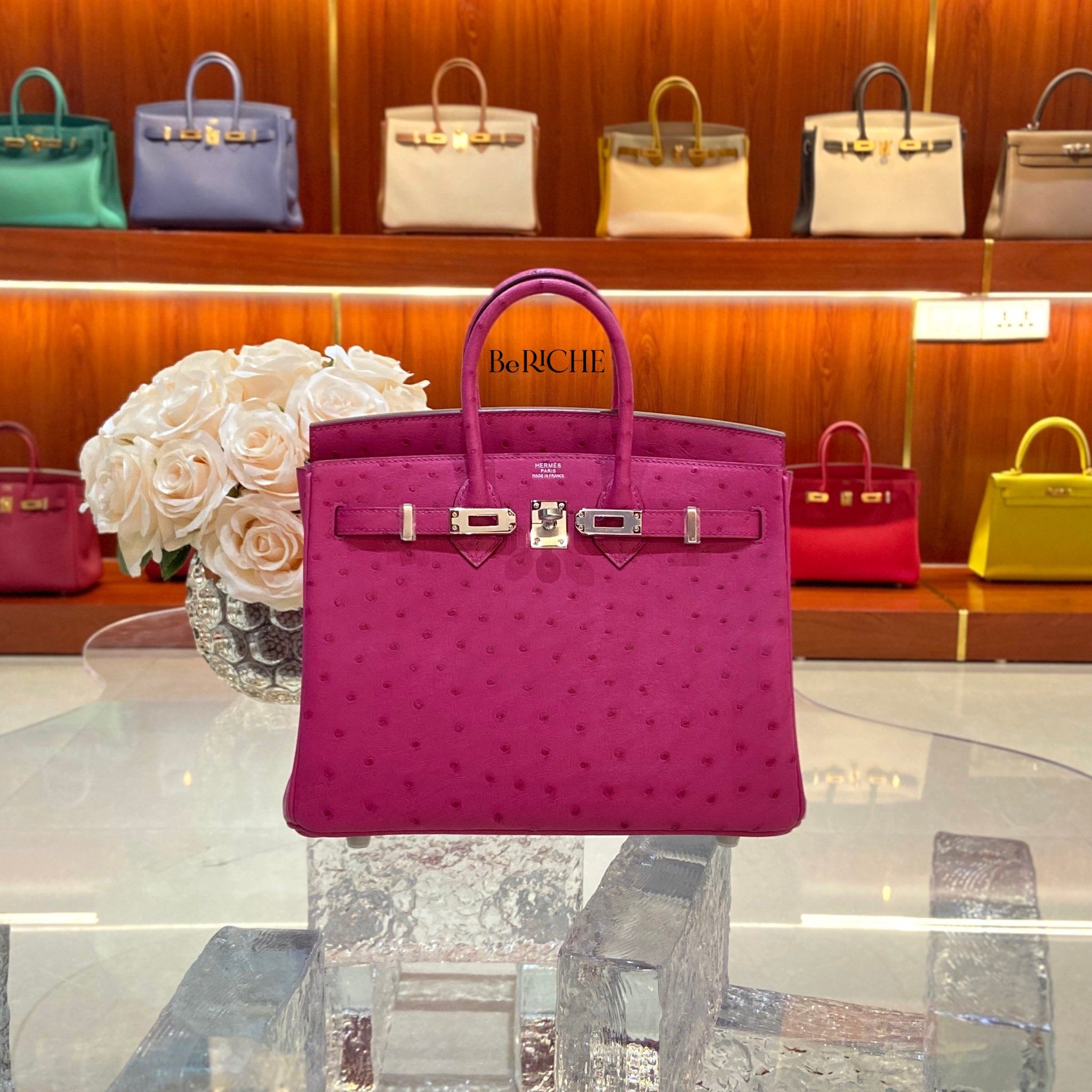 Birkin B25 Otrich Fuchsia PHW