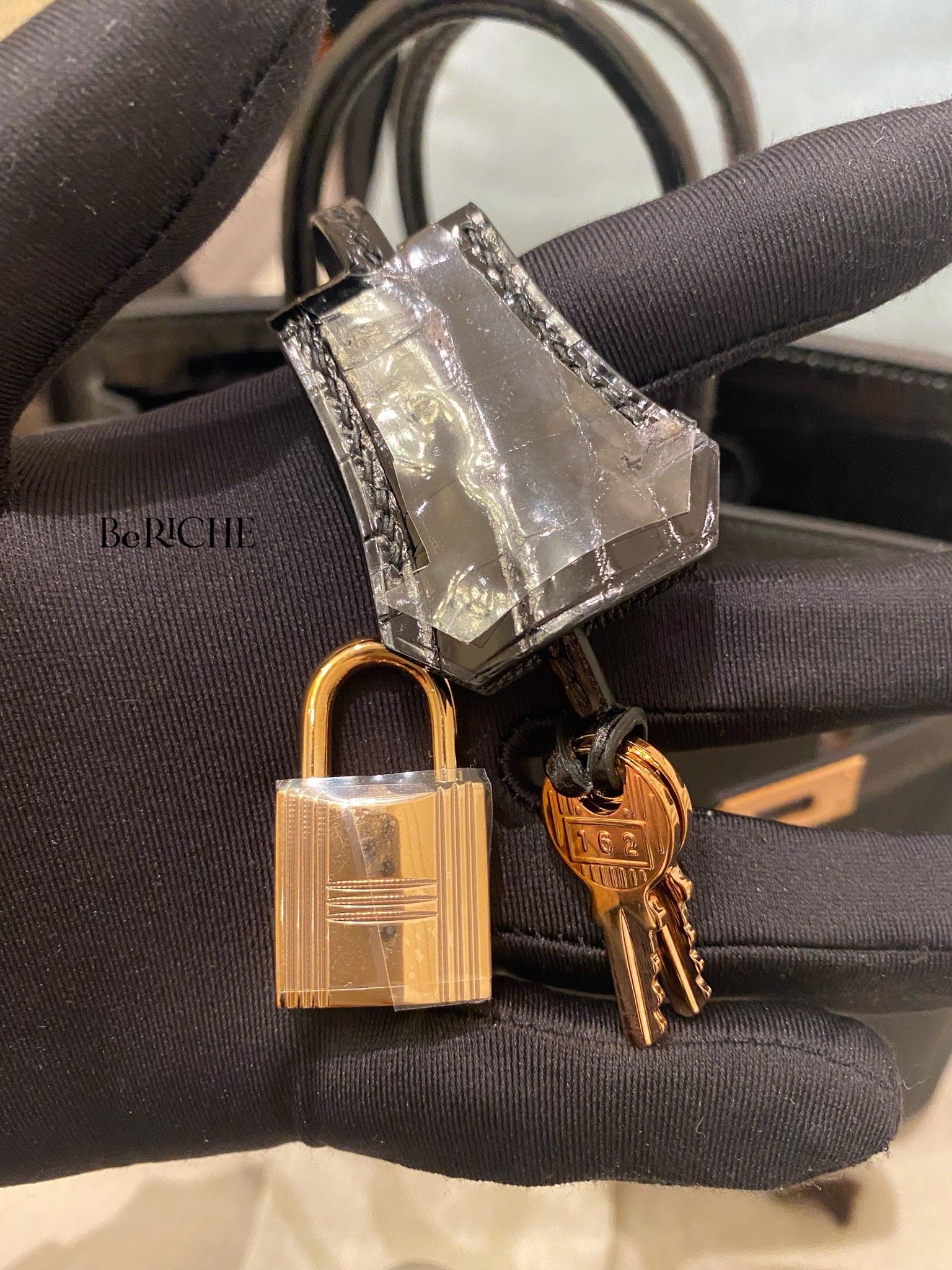 Birkin B25 Touch Togo/Crocodile Noir Black RGHW