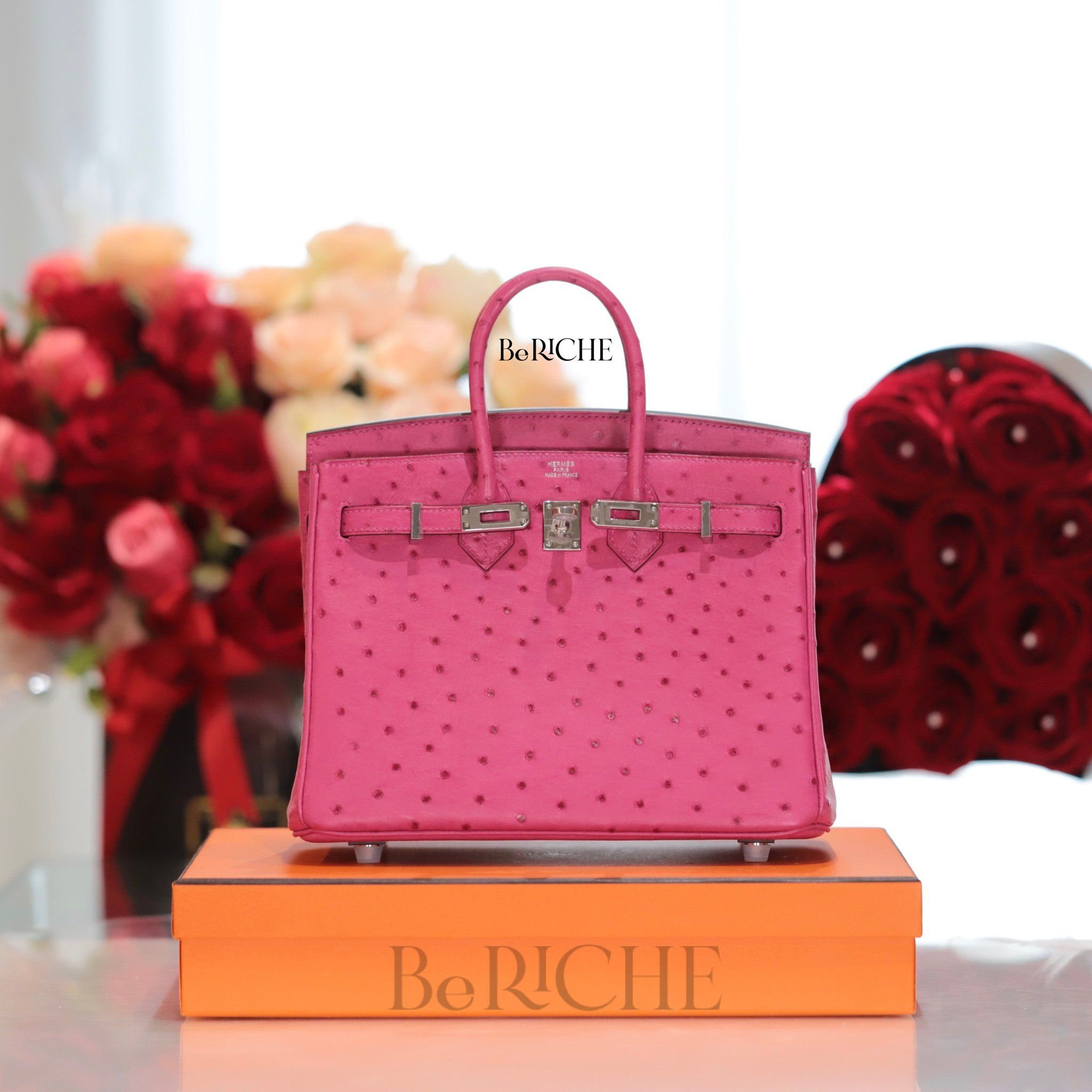Birkin B25 Otrich Fuchsia PHW