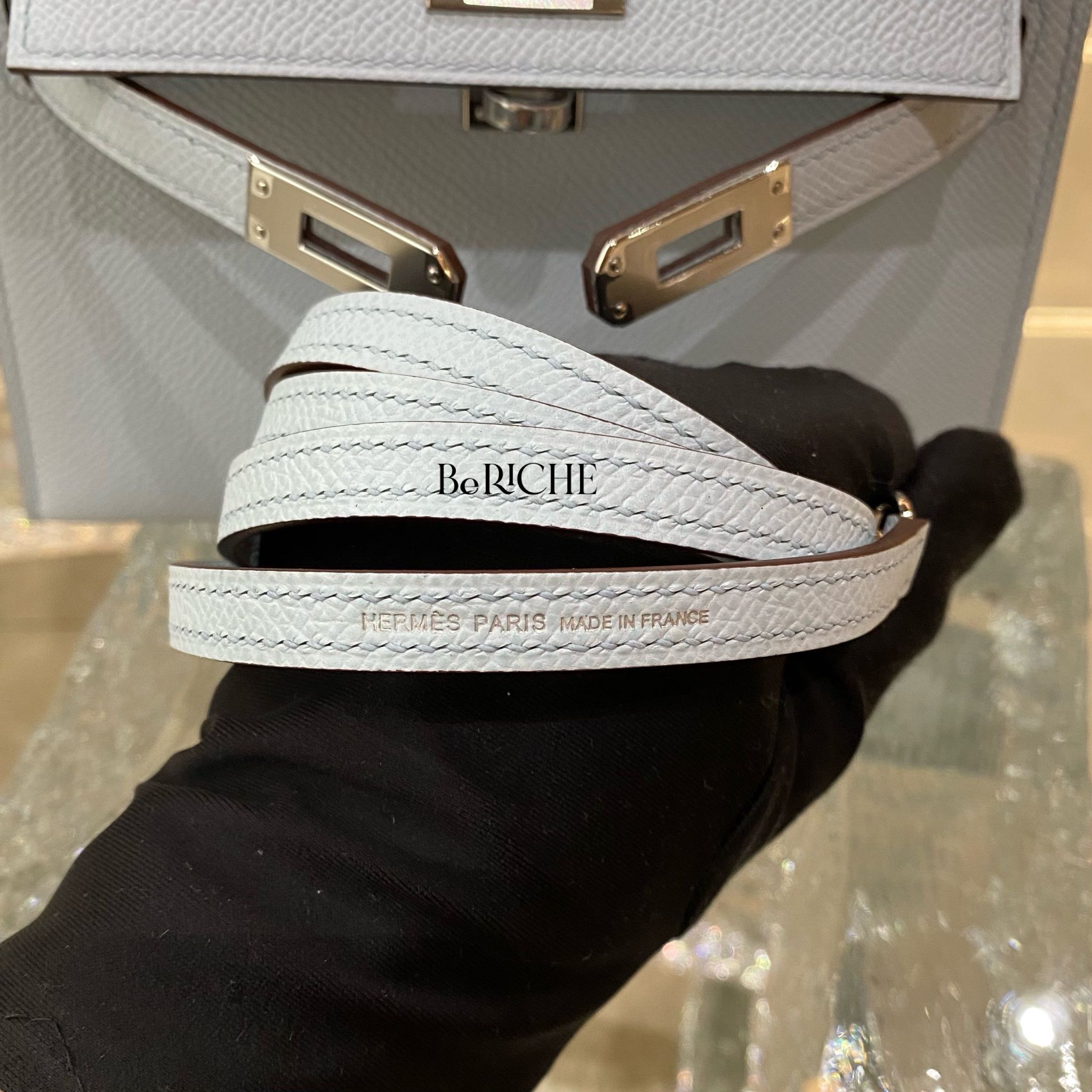 Kelly Mini Epsom Bleu Brume PHW