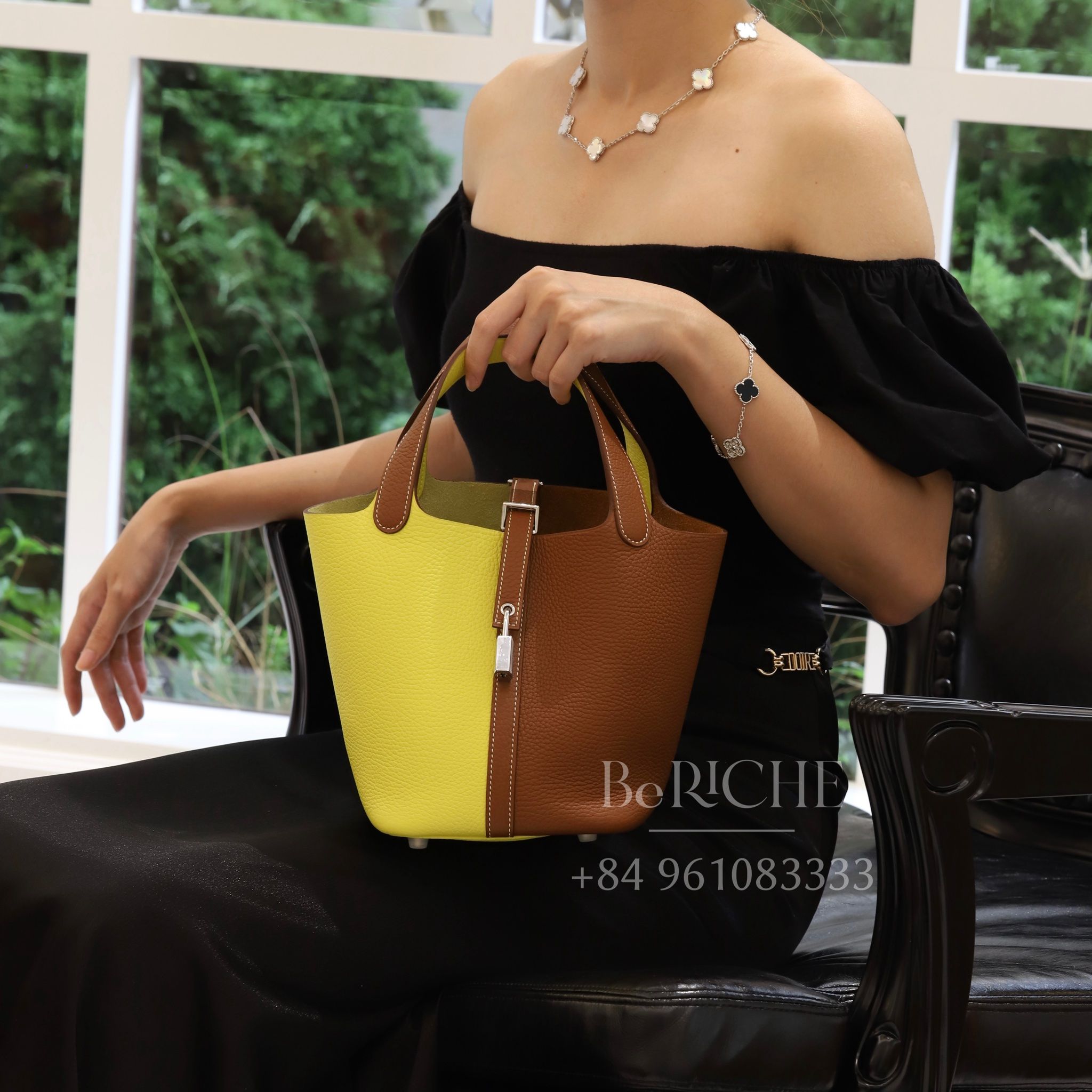 Picotin Hss P18 Clemence Leather Bicolor (Gold/Lime)