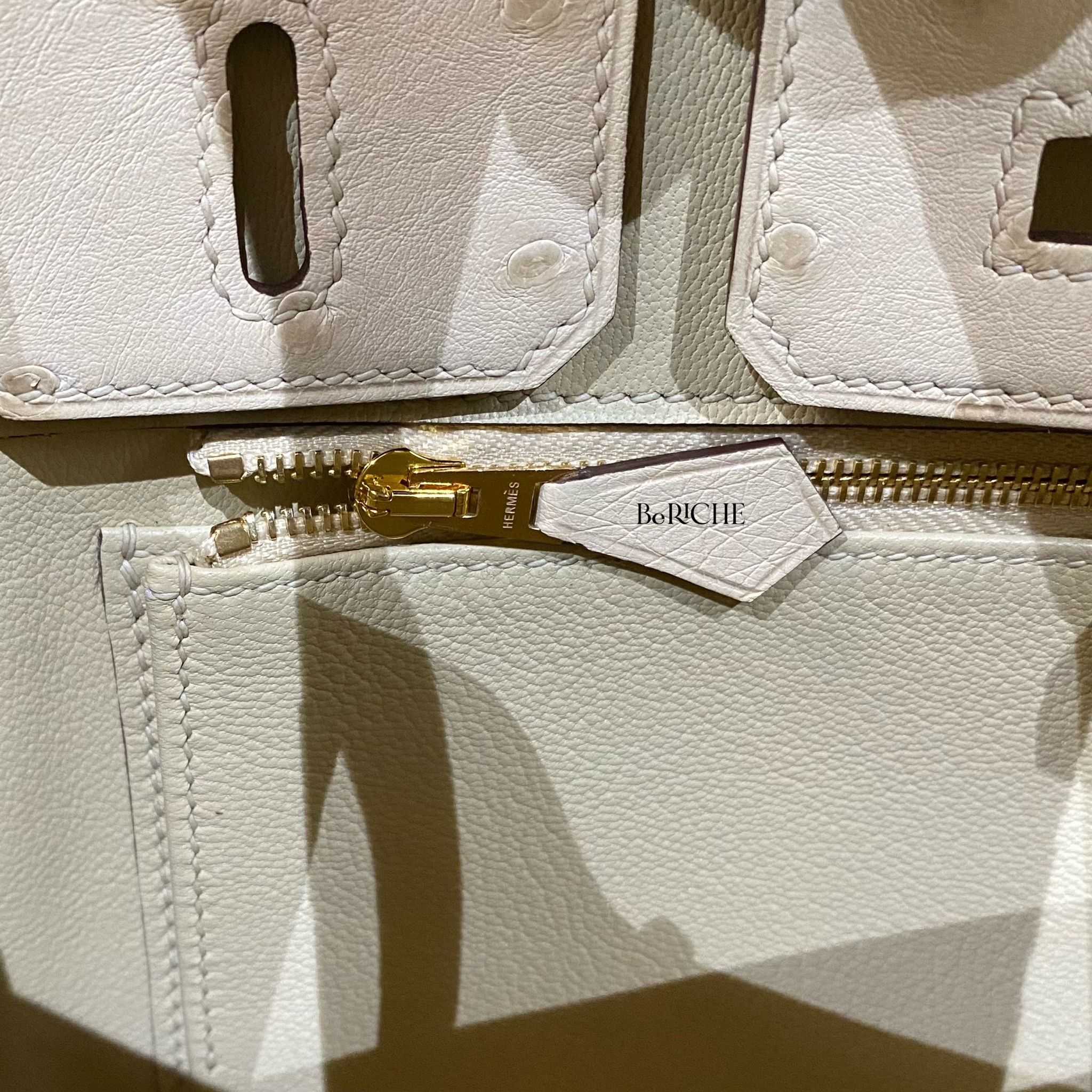 Birkin B25 Ostrich Parchemin GHW