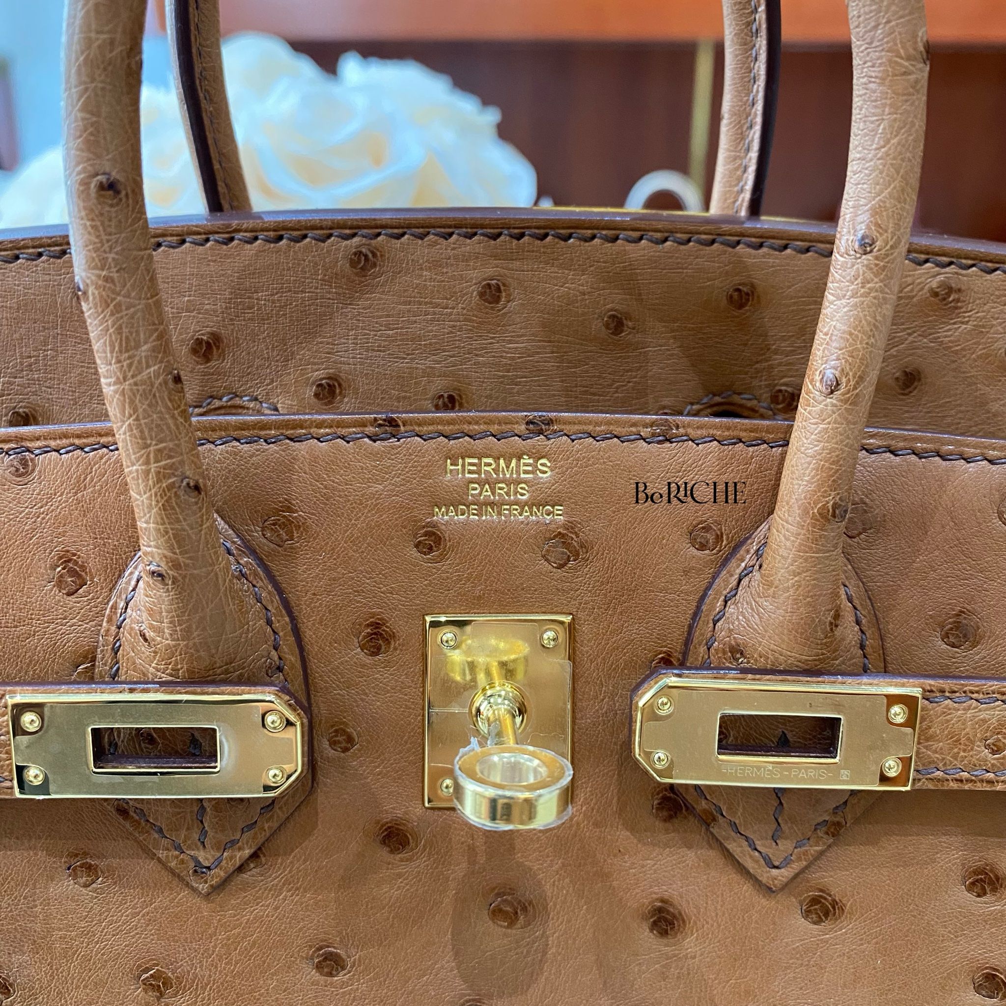 Birkin B25 Ostrich Cognac GHW