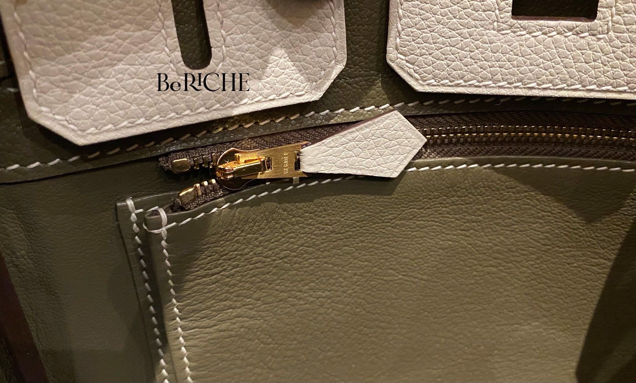 Birkin B25 Togo Bicolor Craie/ Etoupe Brushed GHW